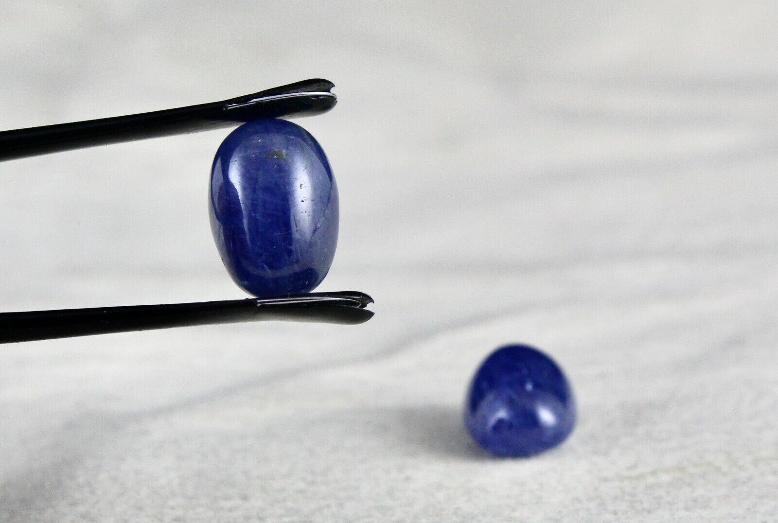 Natural Blue Sapphire Earring Cabochon Oval Pair 16.70 Carats Gemstone Designing