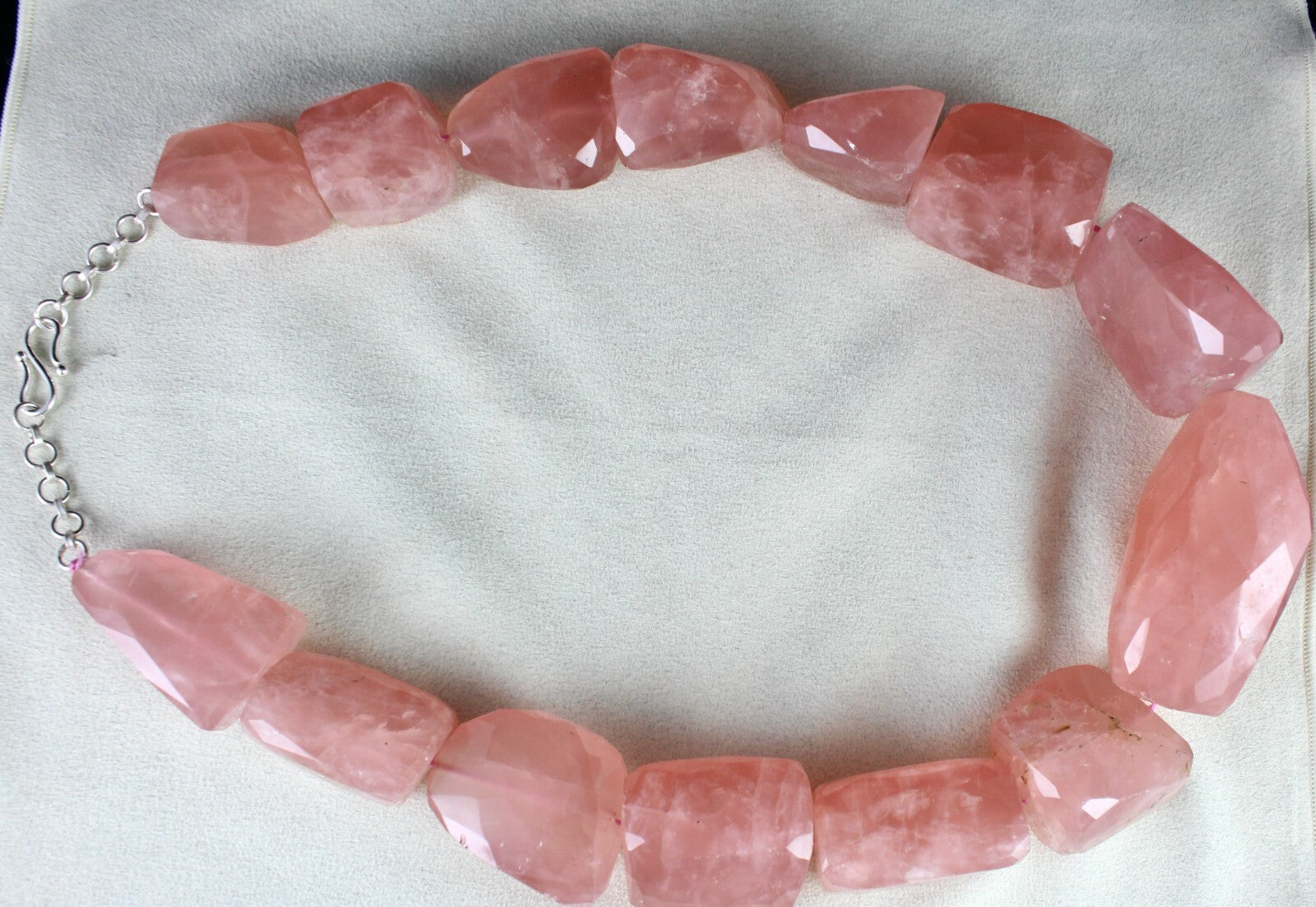 Certified Natural Rose Quartz Faceted Beads 3523 Ct Sterling Silver Necklace