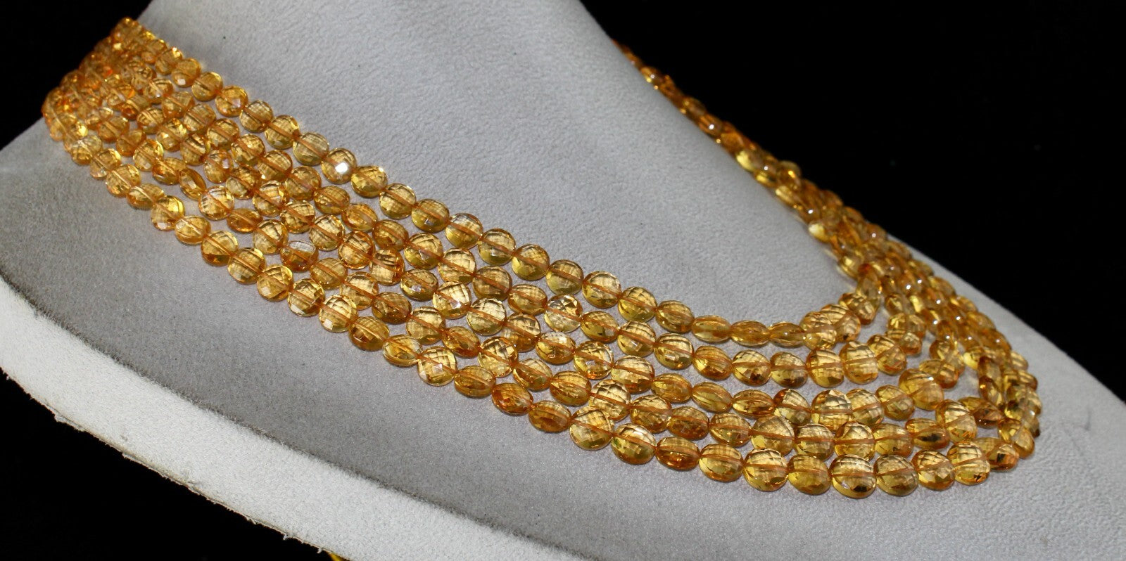 Certified Natural Yellow Citrine 626 Ct Faceted Coin Gemstone Necklace