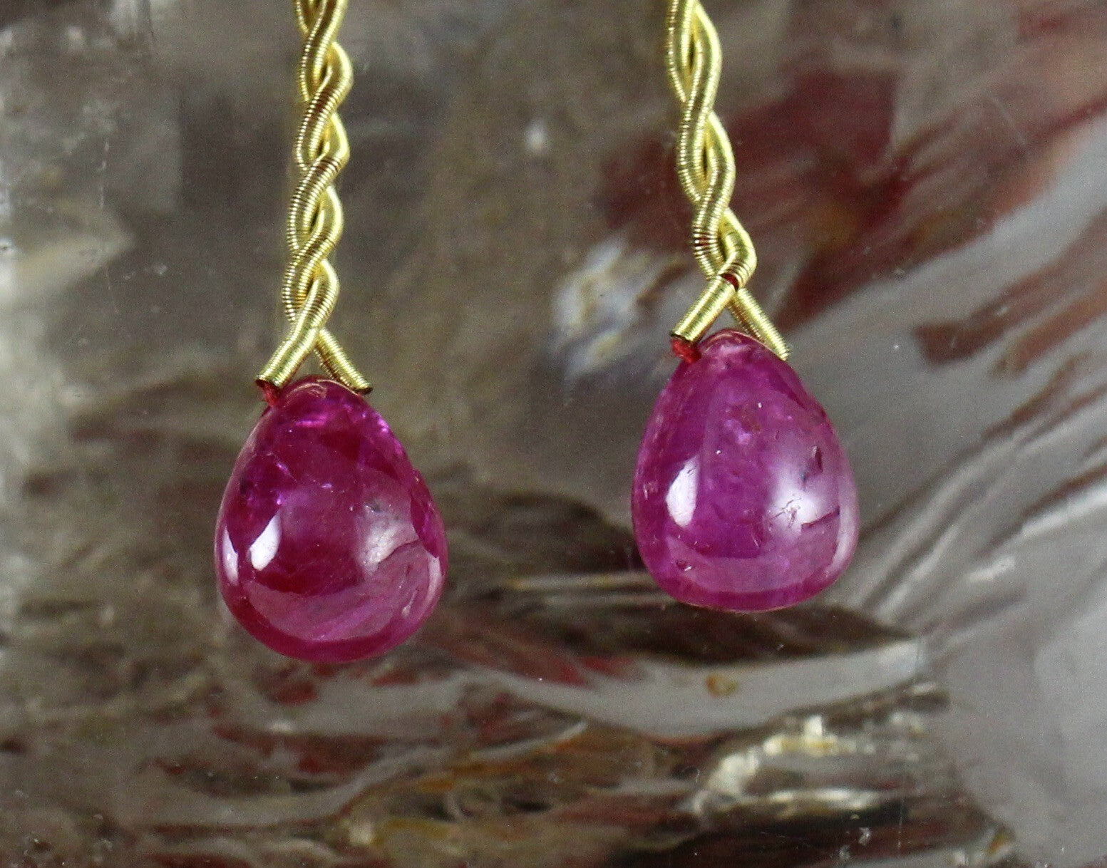Certified Natural Burma Ruby 12.05 Ct Tear Drop Sterling Silver Drilled Earring