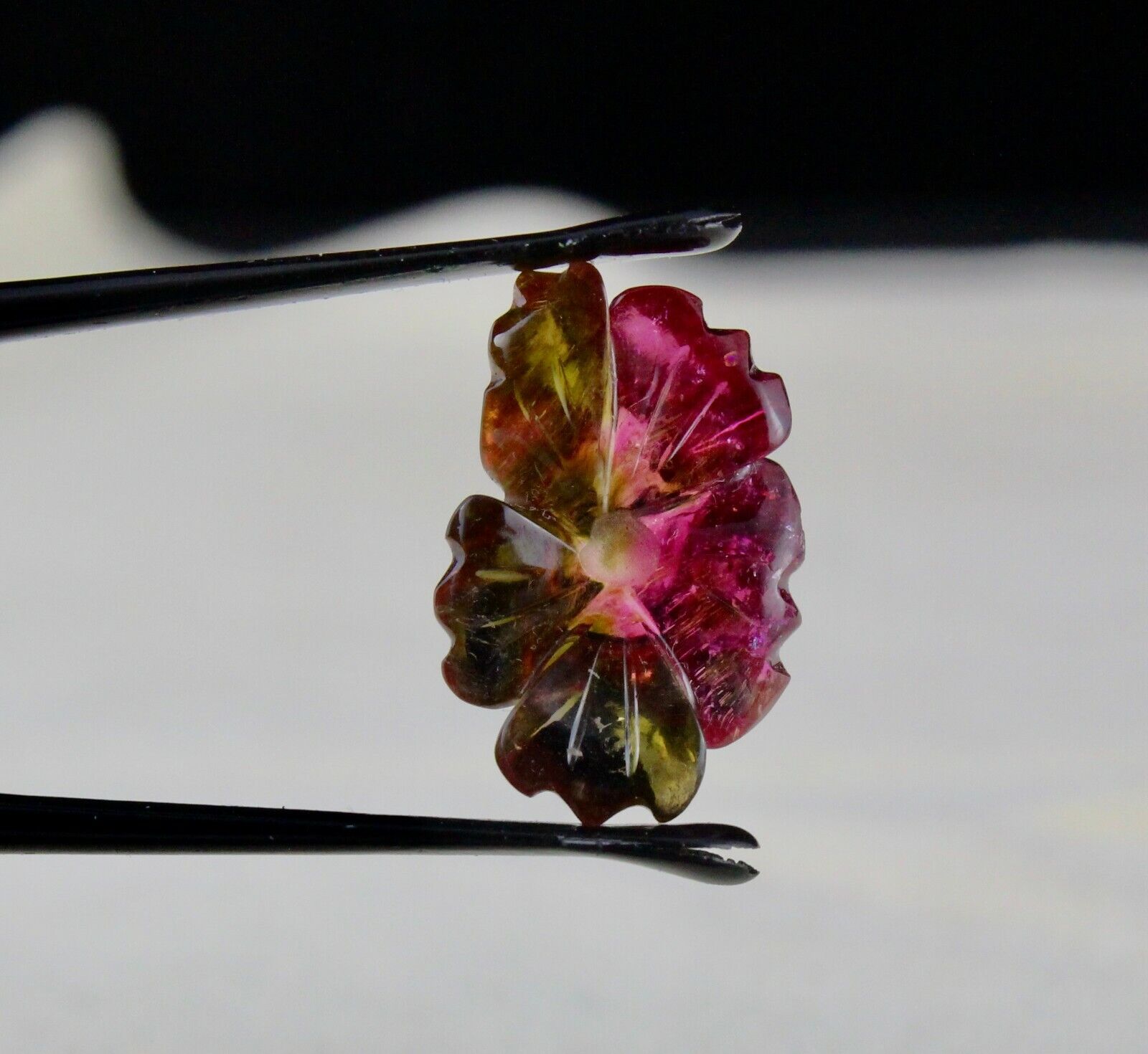 CERTIFIED NATURAL MULTI TOURMALINE CARVED FLOWER 10.84 CTS STONE DESIGN PENDANT