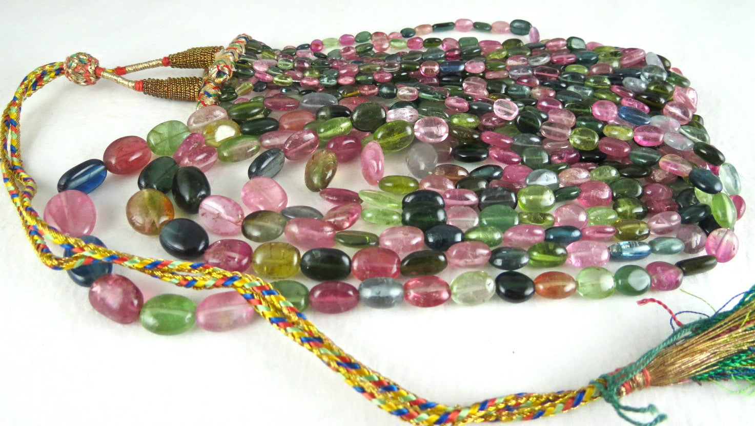 Certified Fine Natural Multi Tourmaline Beads Cabochon 7 L 879 Ct Necklace