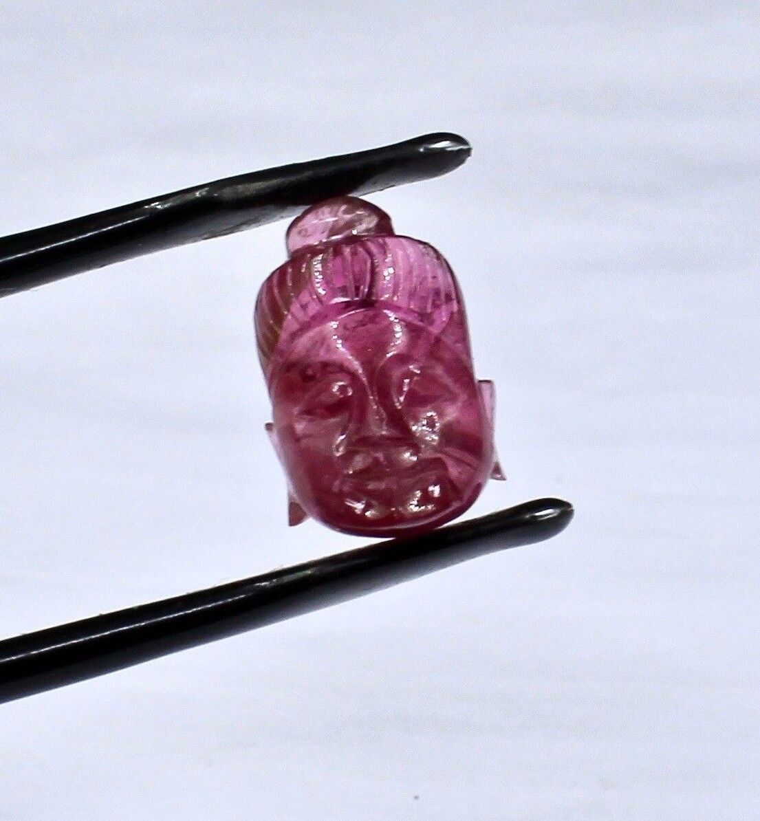 15X10MM NATURAL PINK TOURMALINE CARVED BUDDHA 9.15 CTS GEMSTONE FOR RING PENDANT