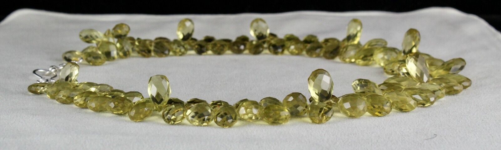 NATURAL LEMON QUARTZ BEADS 1 LINE 665 CARATS TEAR DROPS GEMSTONE FINEST NECKLACE