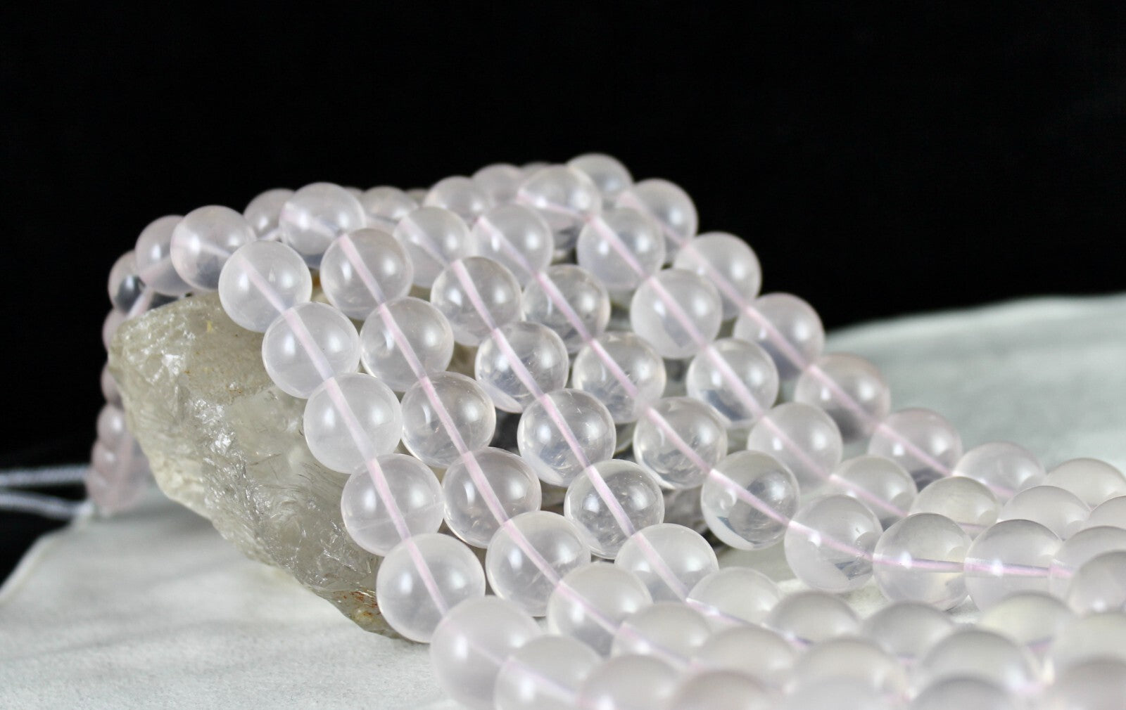 Certified Natural Rose Quartz 1902 Ct Pink Round Beads Gemstone Necklace