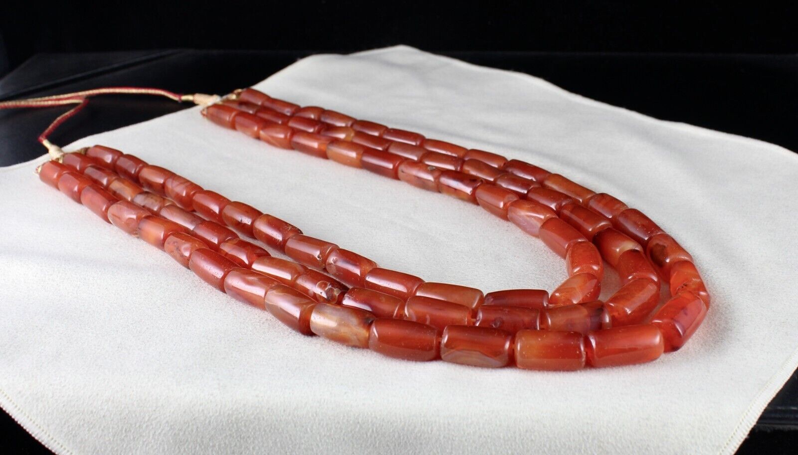 Carnelian Beaded Necklace 3 Line 1387 Carats Natural Tube shape Gemstone Fashion