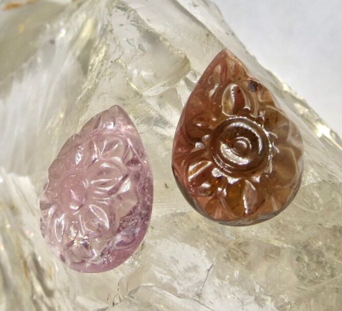 Natural Tourmaline Carved Pear 28.80 Ct Gemstone Designing Pendant Earring