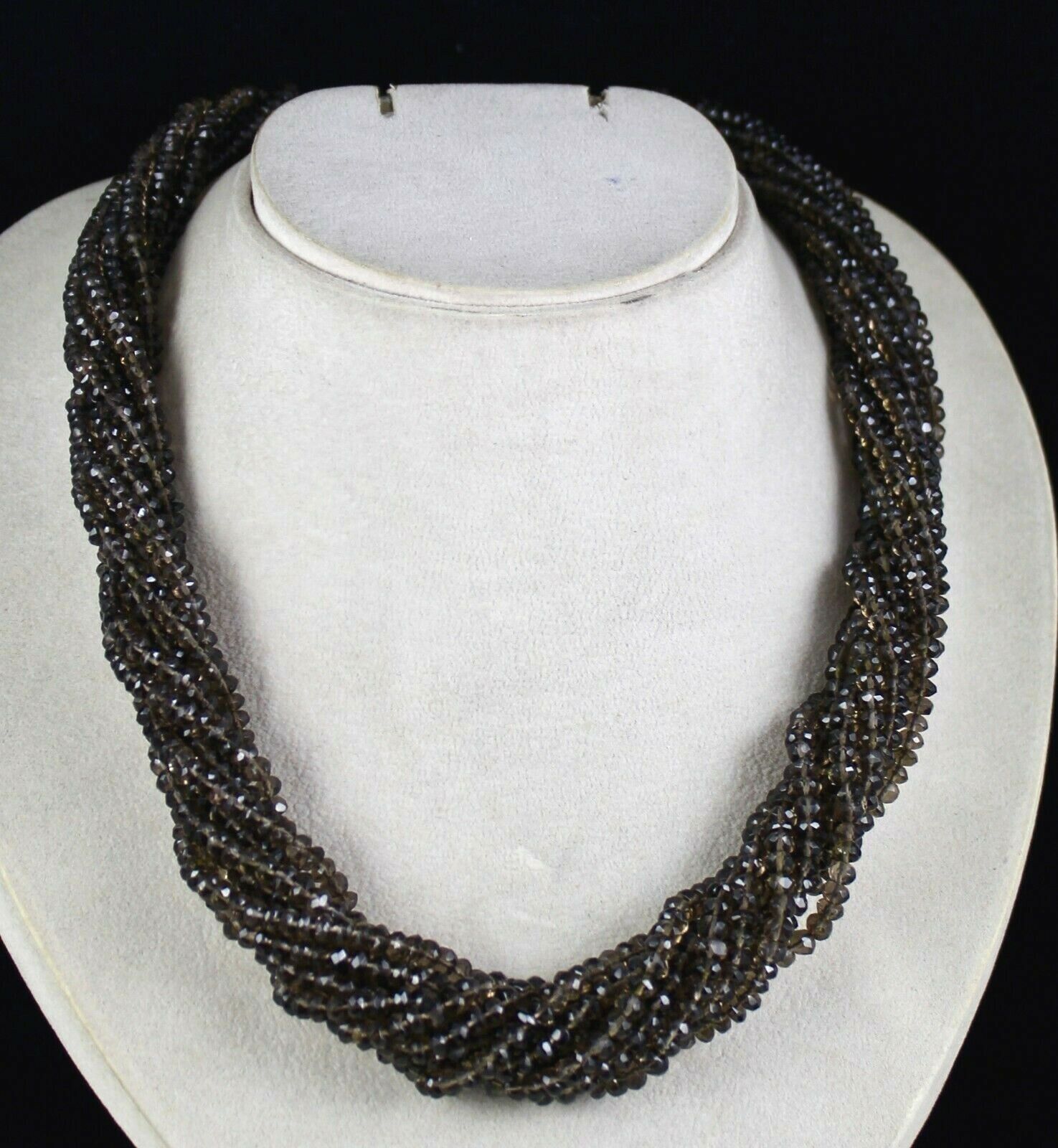 Natural Black Smoky Quartz Beads Faceted Round 10 L 860 Ct Gemstone Necklace