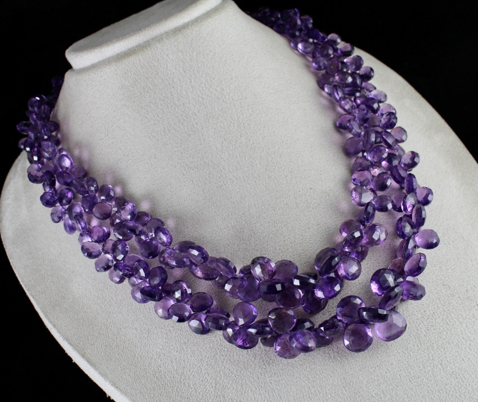 Certified Natural Purple Amethyst 1157 Ct Teardrop Beads 2 L Necklace For Women