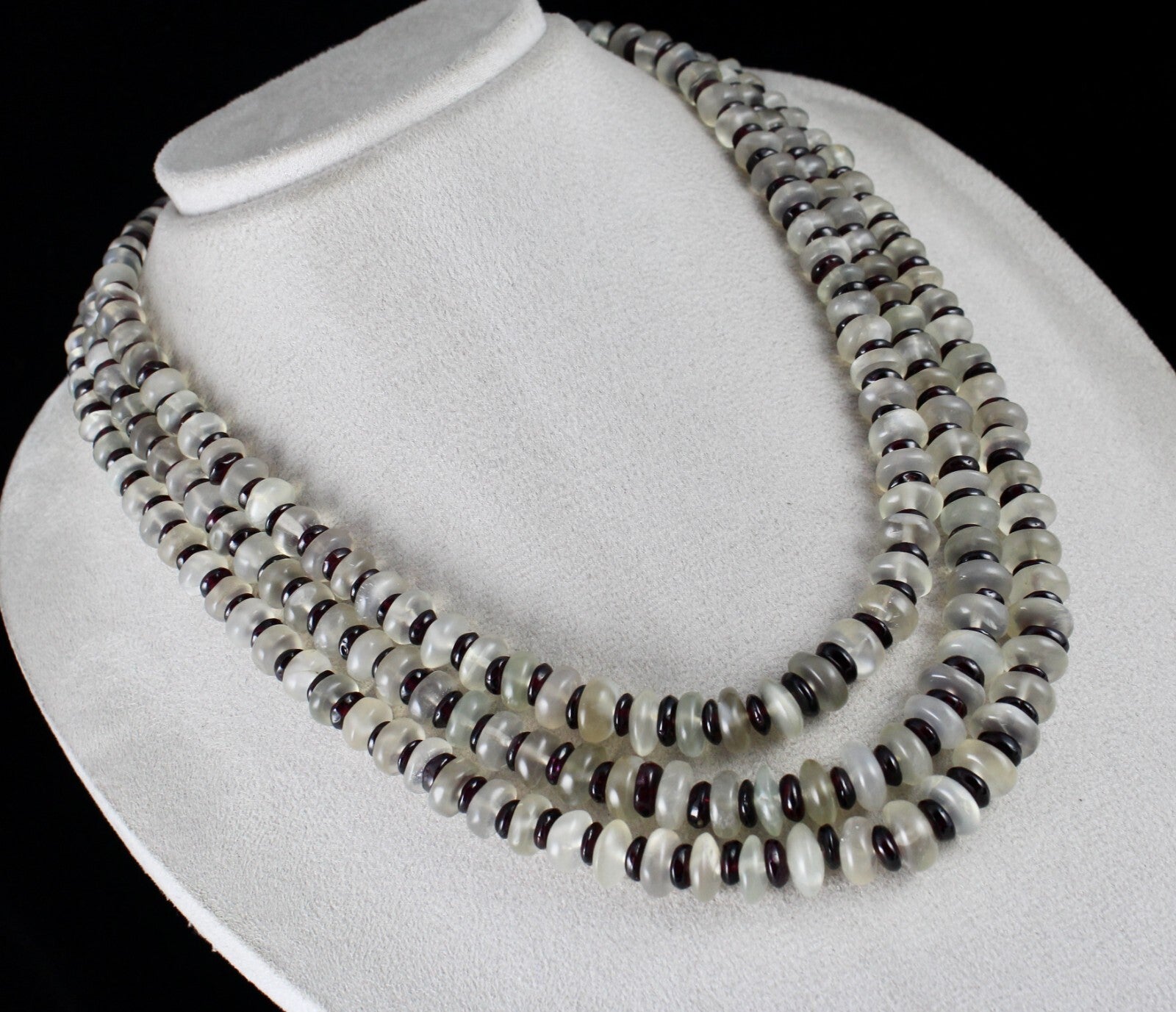 Natural Moonstone Garnet 1163ct Designer Beads Gemstone Necklace 3 L