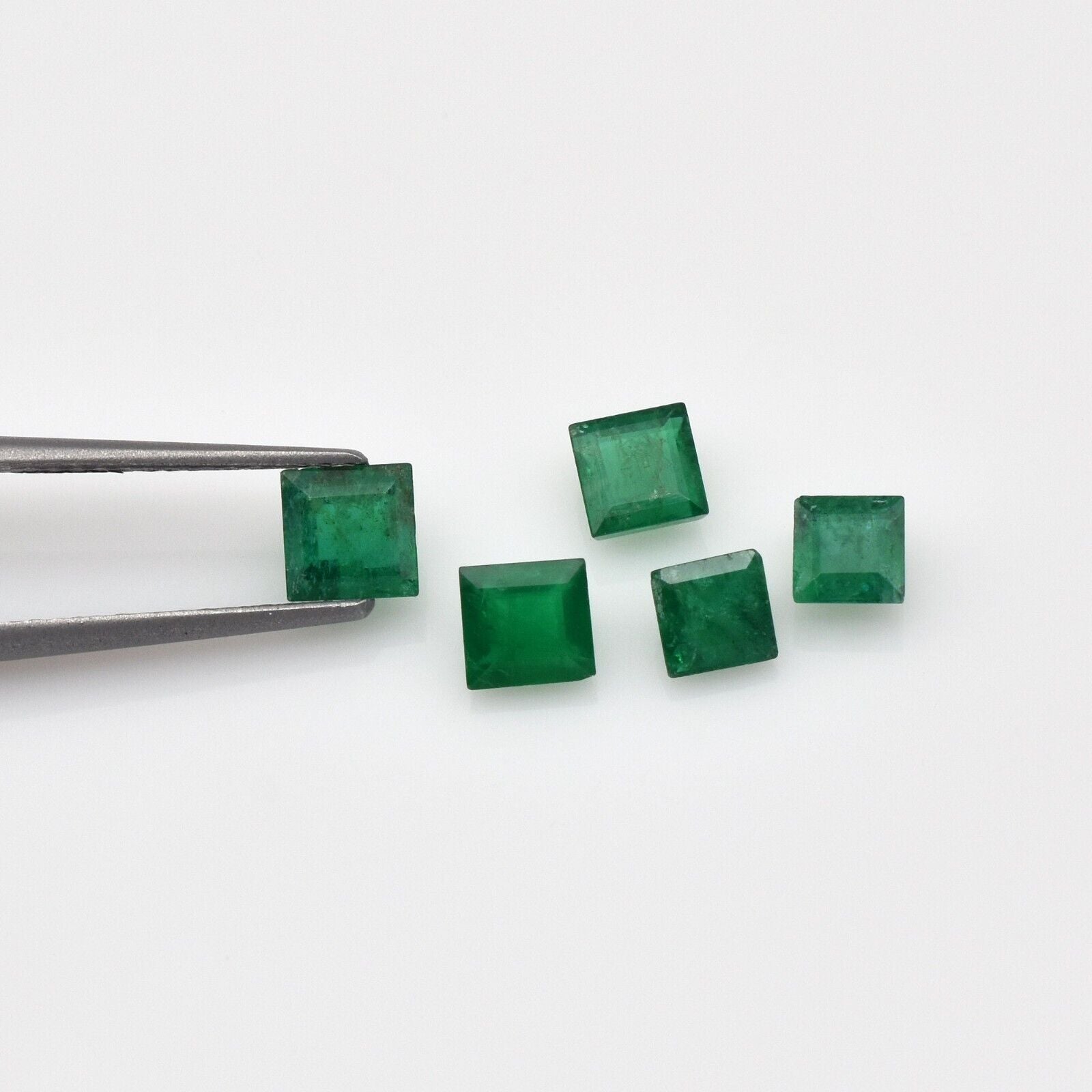 Natural Emerald Square Cut 5 Pcs 1.93 Ct Loose Gemstone Designing Ring Pendant