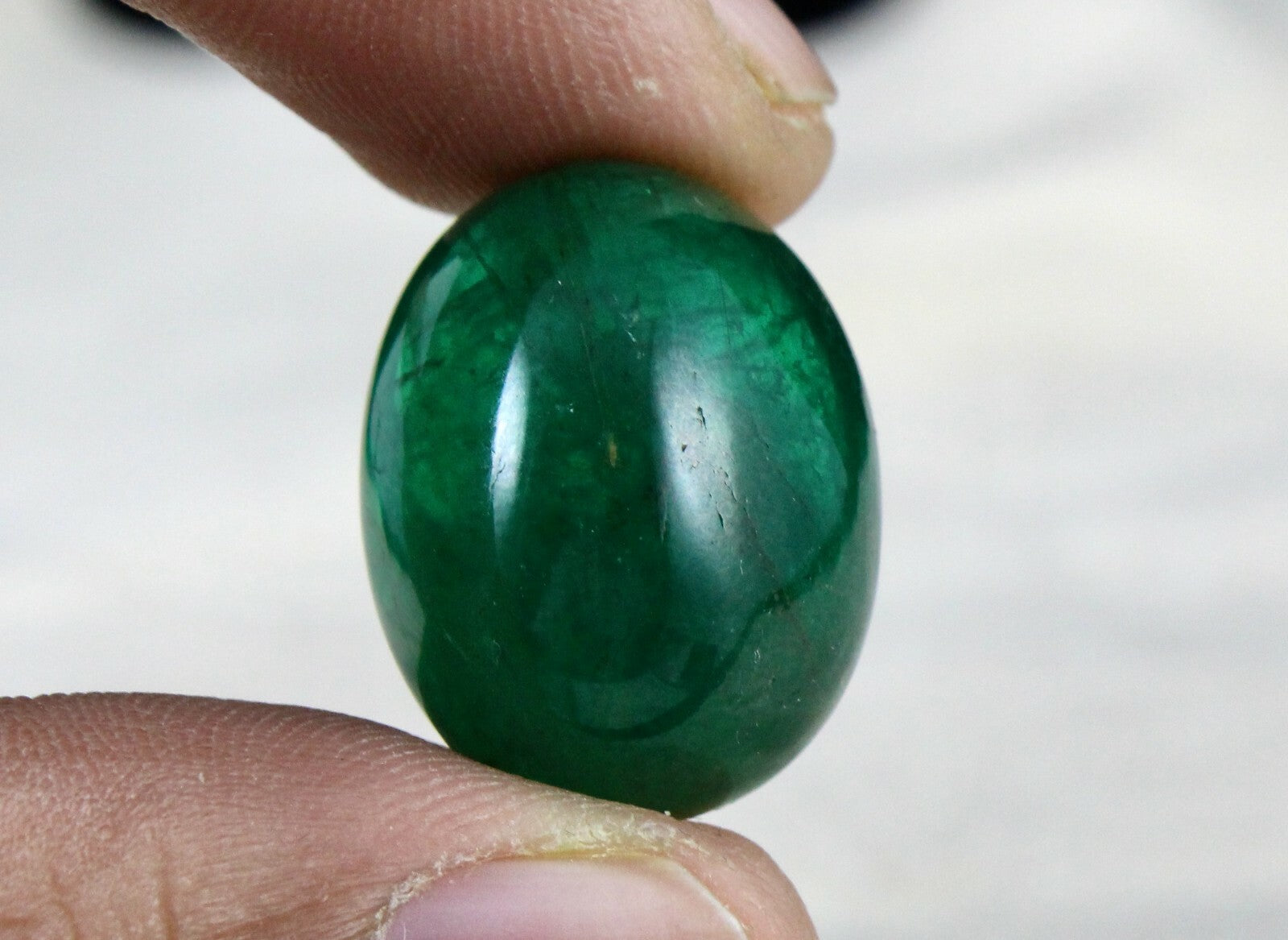 Certified Natural Zambian Emerald 38.58 Cts Oval Cabochon Loose Gemstone Ring