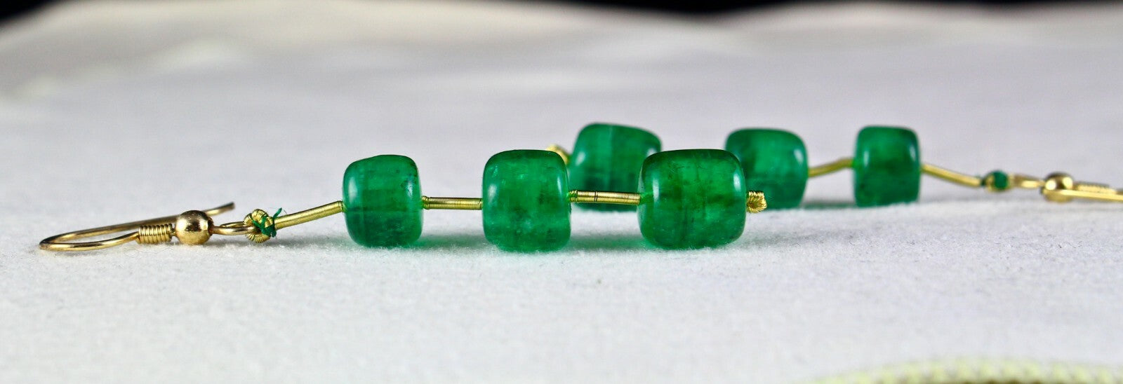 Certified Natural Zambia Emerald Beads 31.80 Ct 6 Pc Gemstone Earrings Top Green
