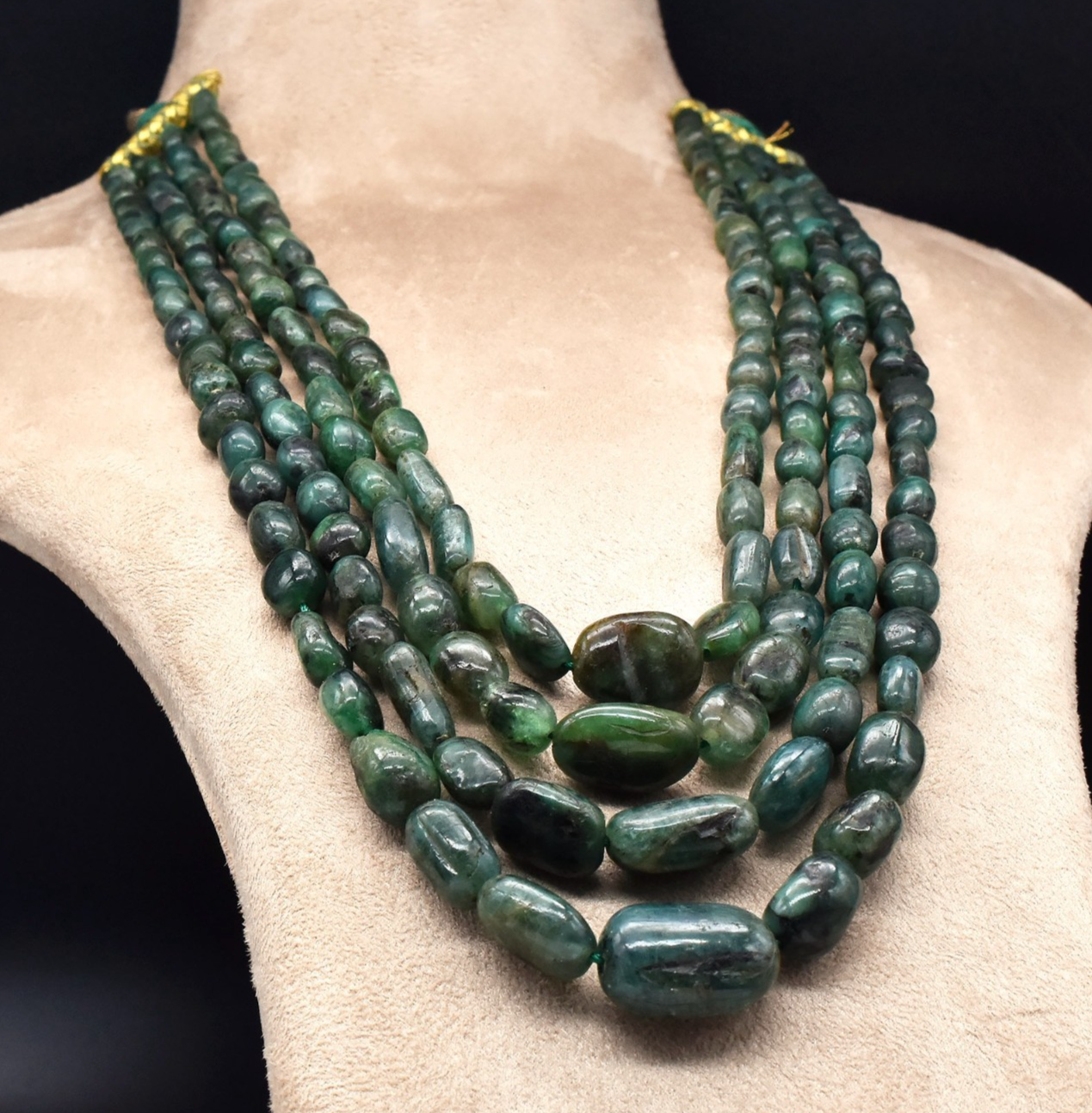 Certified Antique Necklace 4 L 804 Ct Natural Emerald Beads Vintage Gemstone