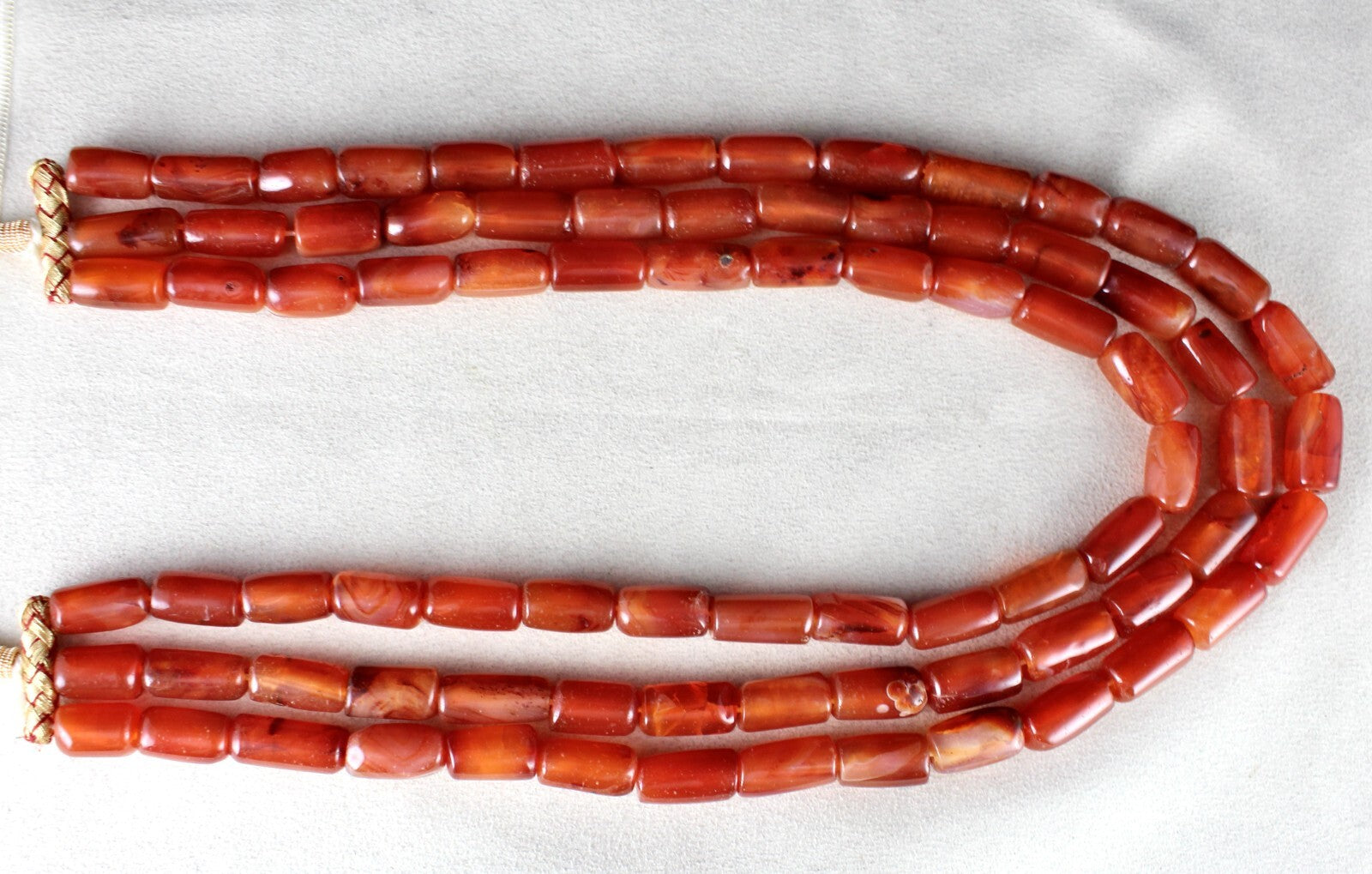 Carnelian 1387ct Beaded Tube Necklace 3 Line Natural Gemstone Fashion