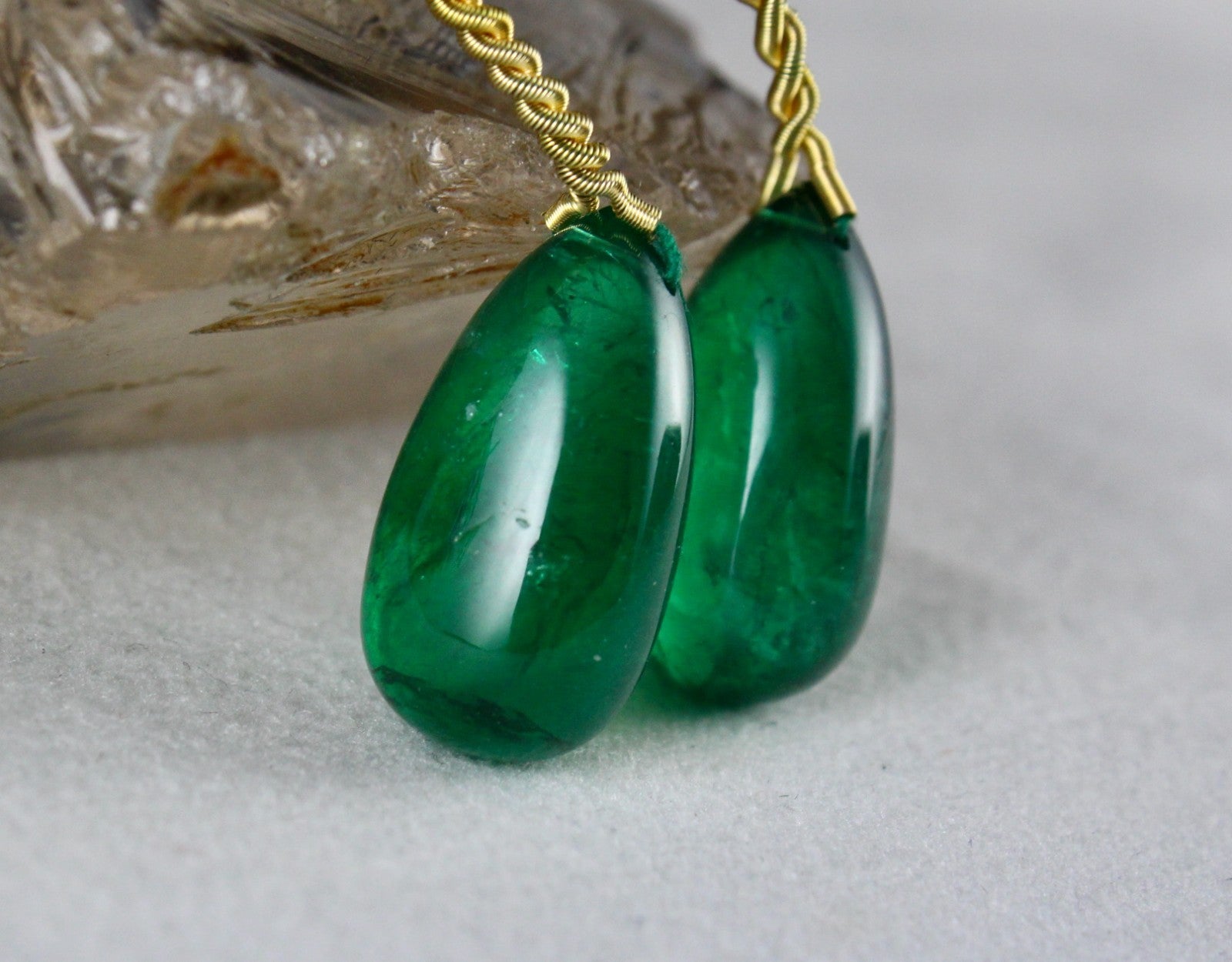 Certified Natural Emerald Tear Drop 35.54 Ct Loose Gemstone Pair Design Earrings