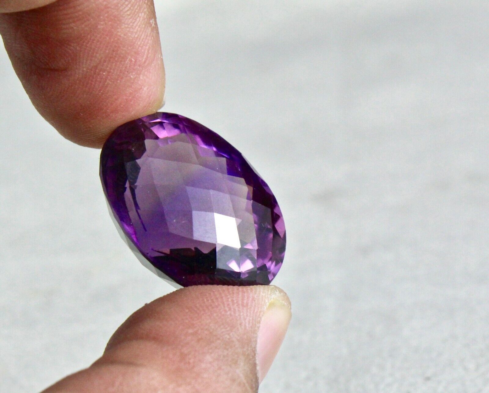 Big 25X20mm Natural Amethyst Oval Fine Cut 43.48 Ct Gemstone For Pendant Ring