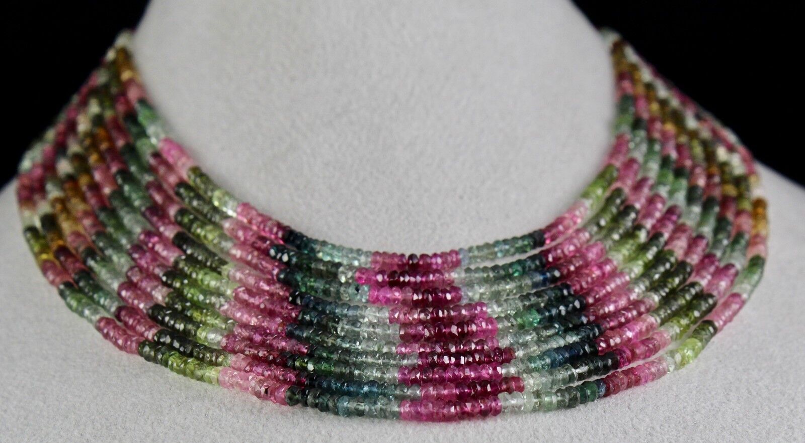 Natural Multi Colour Tourmaline Beads Faceted 10 L 495 Ct Gemstone Fine Necklace