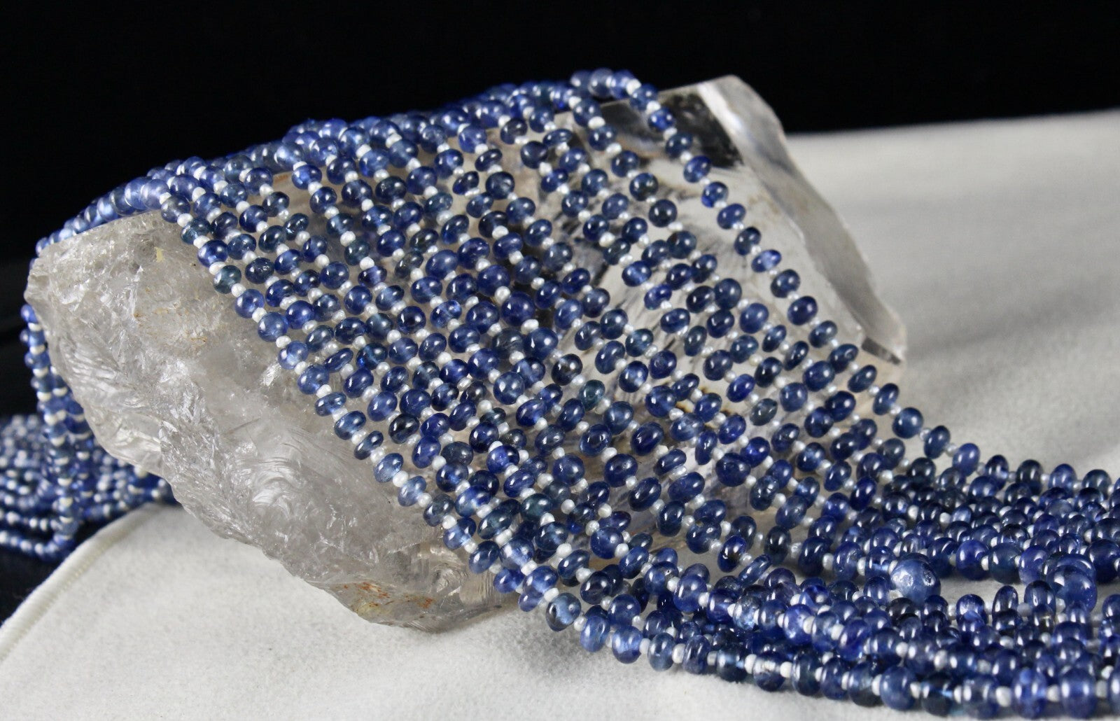 Certified Natural Blue Sapphire 464 Ct Pearl Round Gemstone Necklace For Women