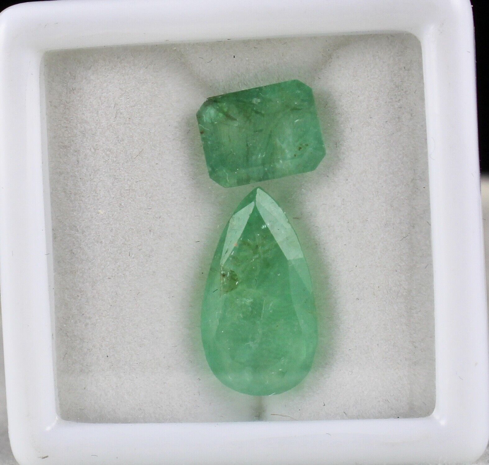 Natural Colombian Emerald Pear Octagon Cut 2 Pc 12.65 Ct Loose Gemstone Pendant