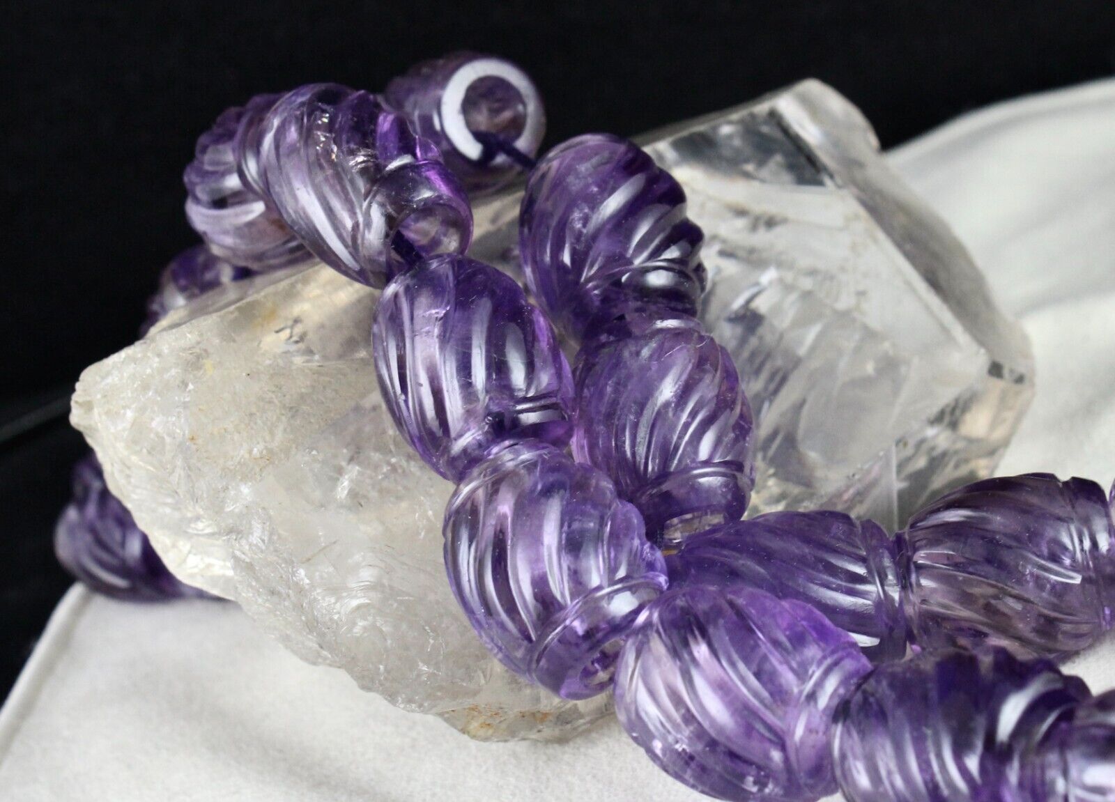 Vintage Natural Amethyst Beads Carved 23 Pc 1225 Ct Big Drill Gemstone Designing