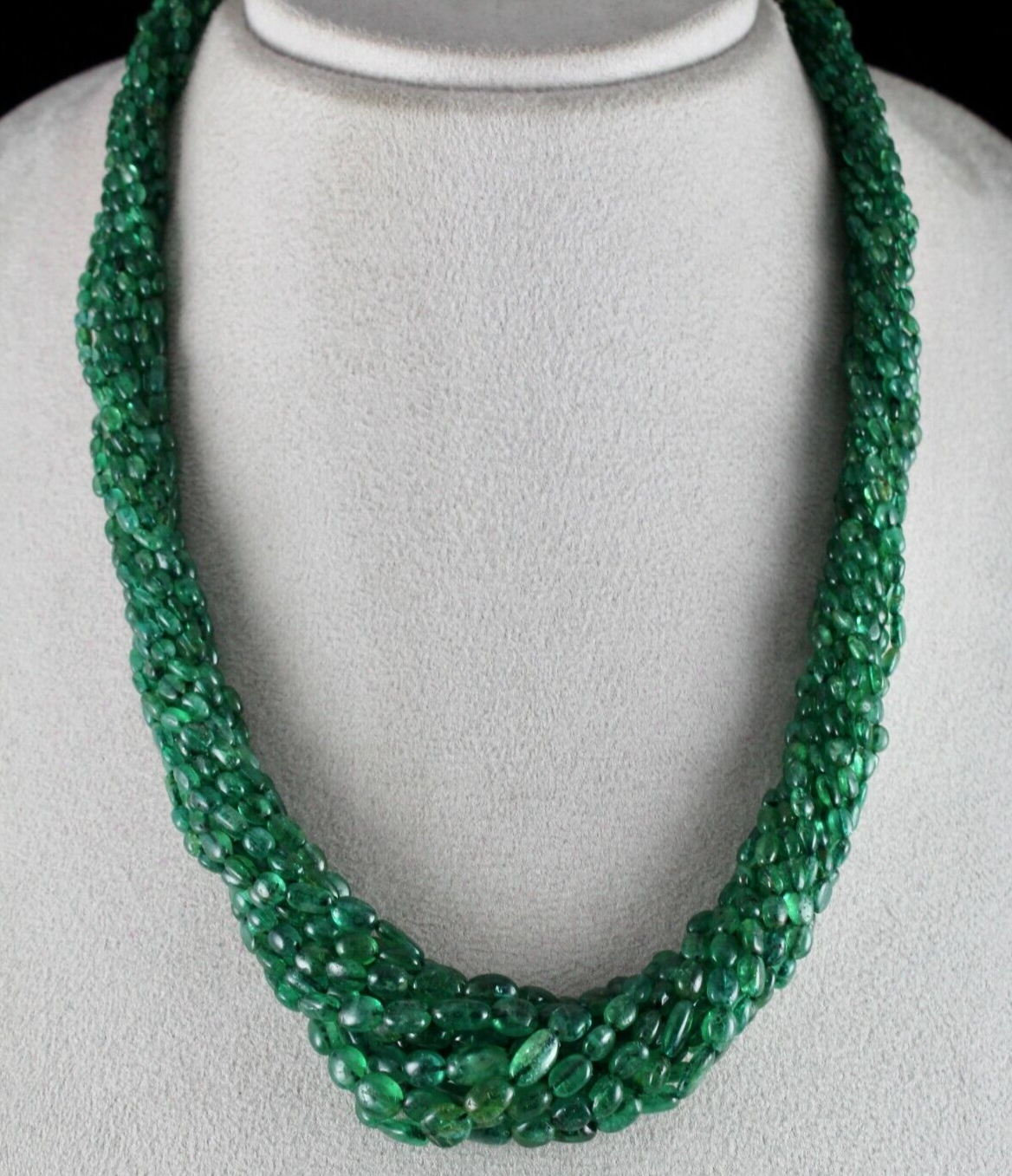 Certified Natural Emerald Bead Cabochon 486 Ct Gemstone Necklace For Women