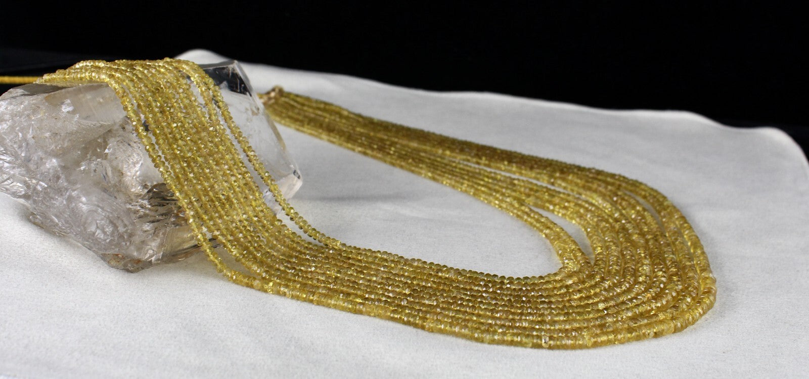 Certified Natural Yellow Tourmaline Faceted Bead Necklace 475ct Gemstone 10 L