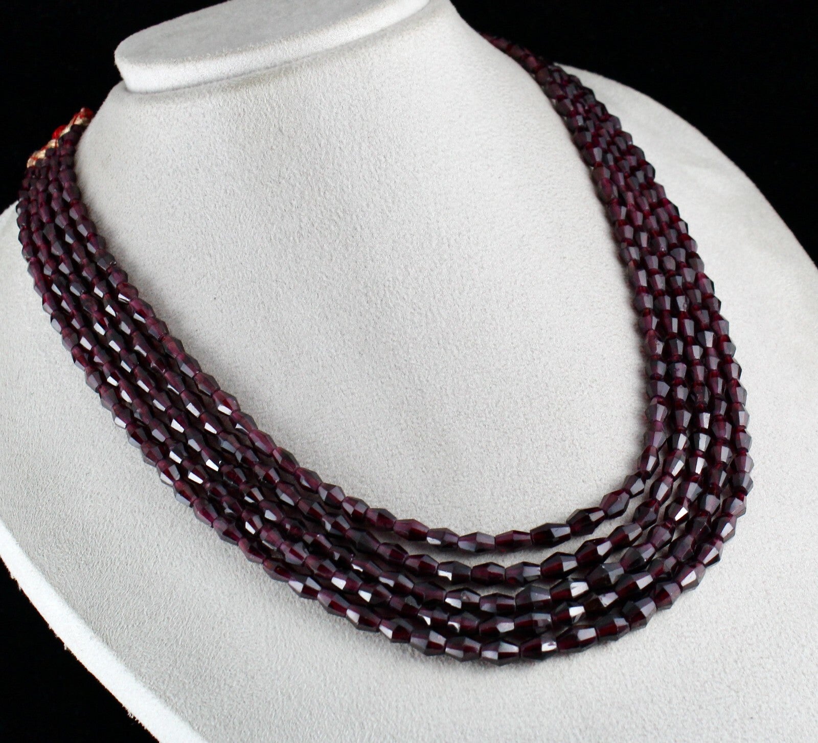 Natural Garnet Beads Fancy Faceted Necklace 625 Ct Gemstone Fashion