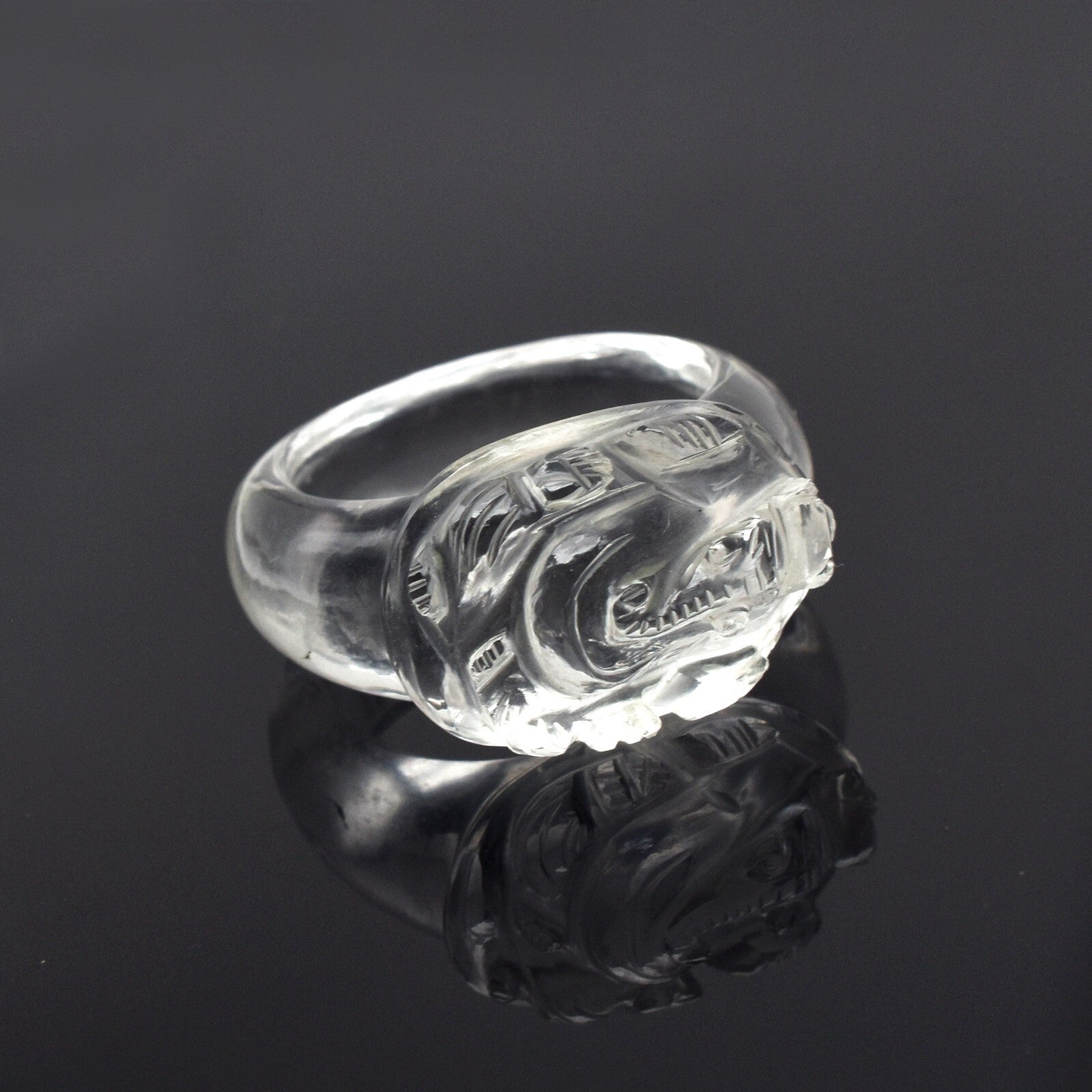 Ganesha Carved Natural Rock Crystal Quartz 41 Ct Ring Gemstone For Men Women