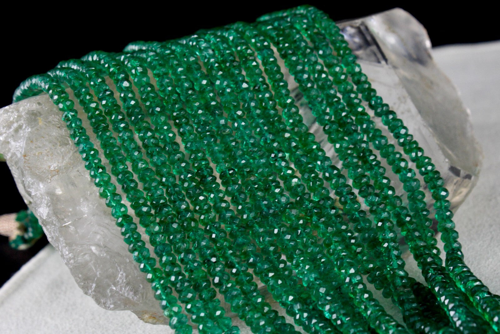 Natural Zambian Emerald Necklace 599 Ct Faceted Round Beads Certified Jewelry