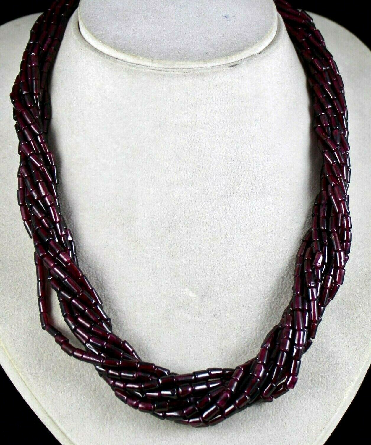 Natural Garnet Beads Tube 10L 937 Ct Red Gemstone Ladies Silver Fashion Necklace