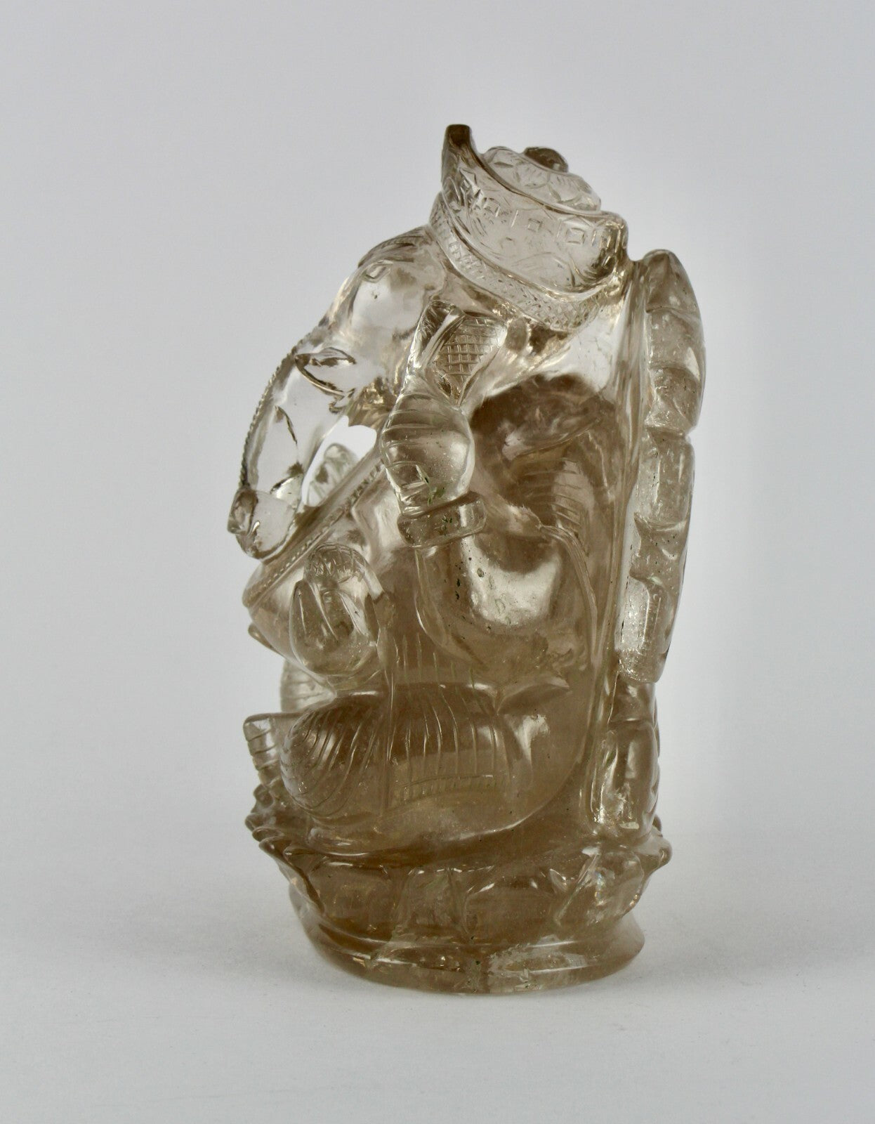 Certified Natural Smoky Crystal Quartz 6275 Ct Lord Ganesha Statue Home Decor