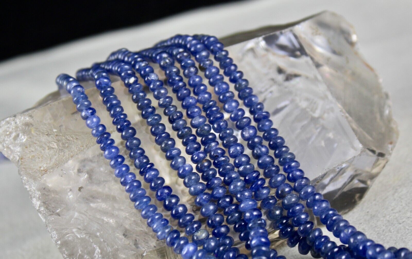 OLD BURMA NATURAL BLUE SAPPHIRE BEADS ROUND 4 LINE 477 CARATS GEMSTONE NECKLACE