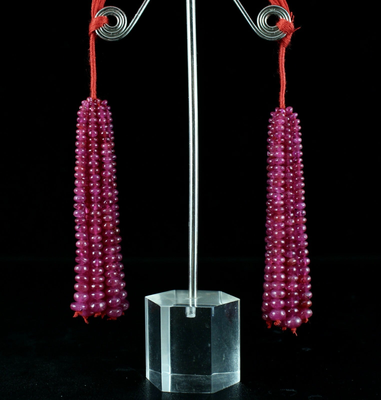 Certified Natural Ruby Beads 163 Ct Round Gemstone Tassle Earring Design