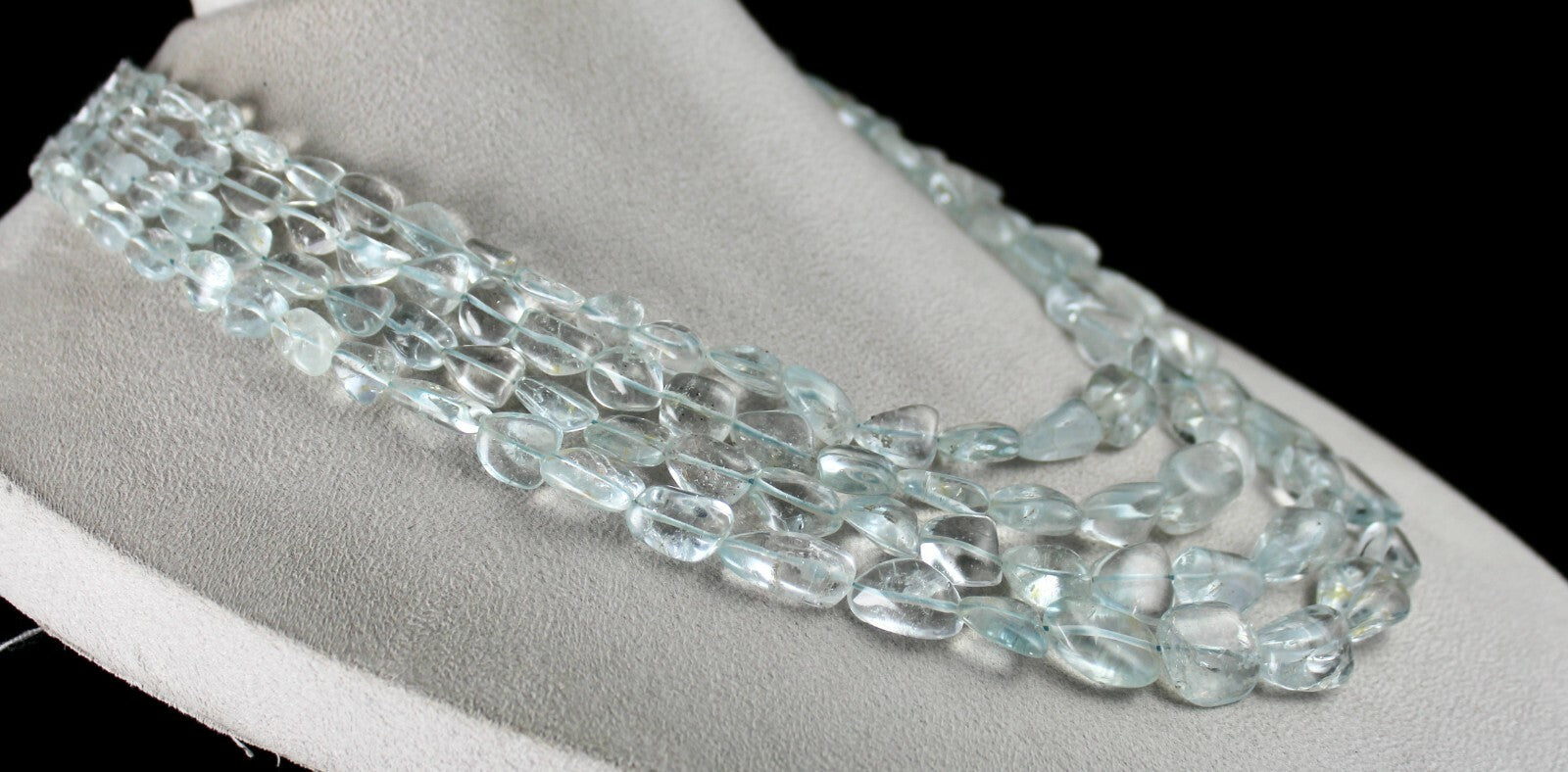 Certified Natural Blue Topaz 4 Line 1215ct Beaded Fine Necklace