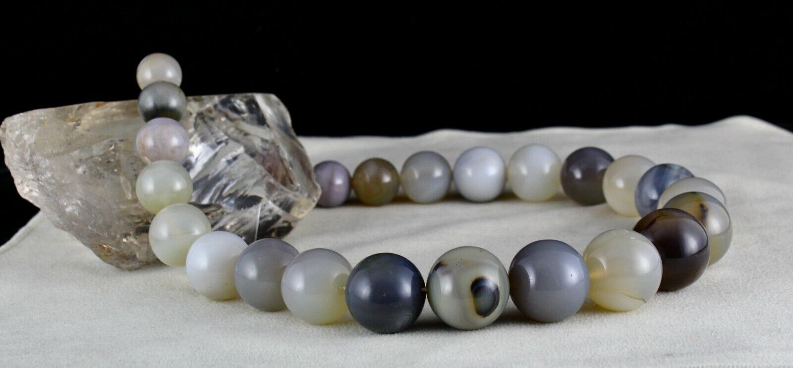 Big Natural Agate Beads Multi Round 1 Line 1562 Carats Gemstone Silver Necklace