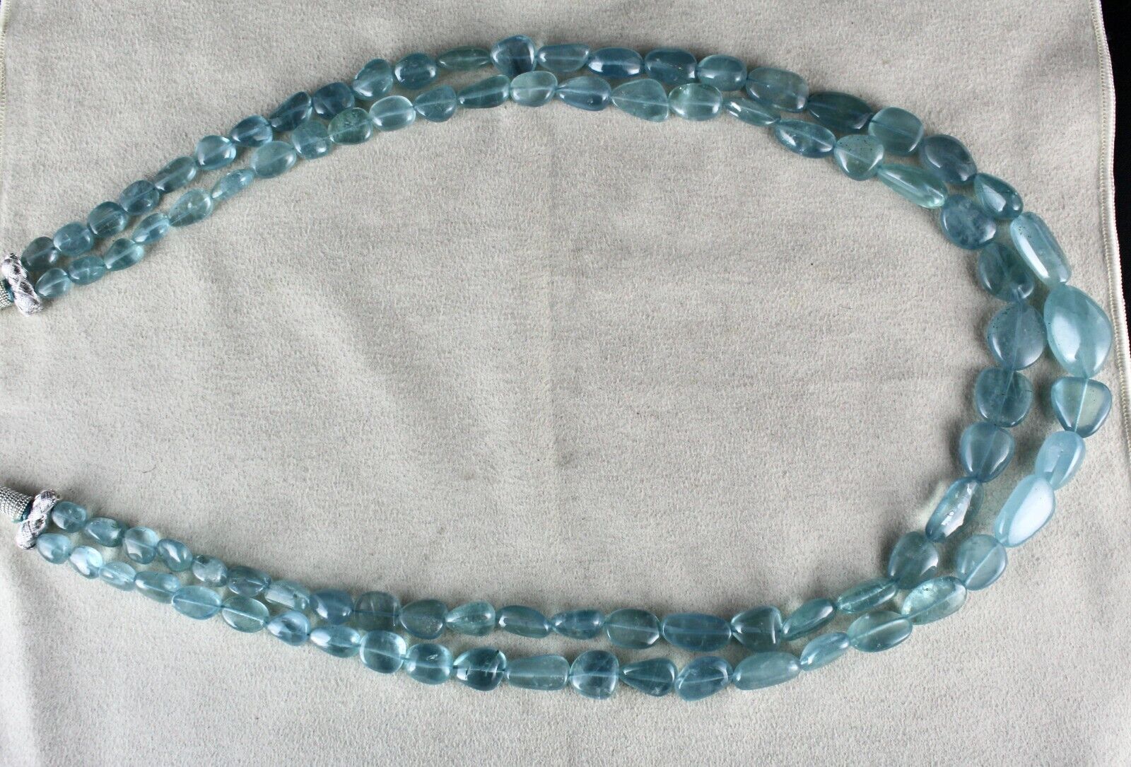 FINE NATURAL BLUE AQUAMARINE BEADS LONG 2 L 559 CARATS GEMSTONE FASHION NECKLACE