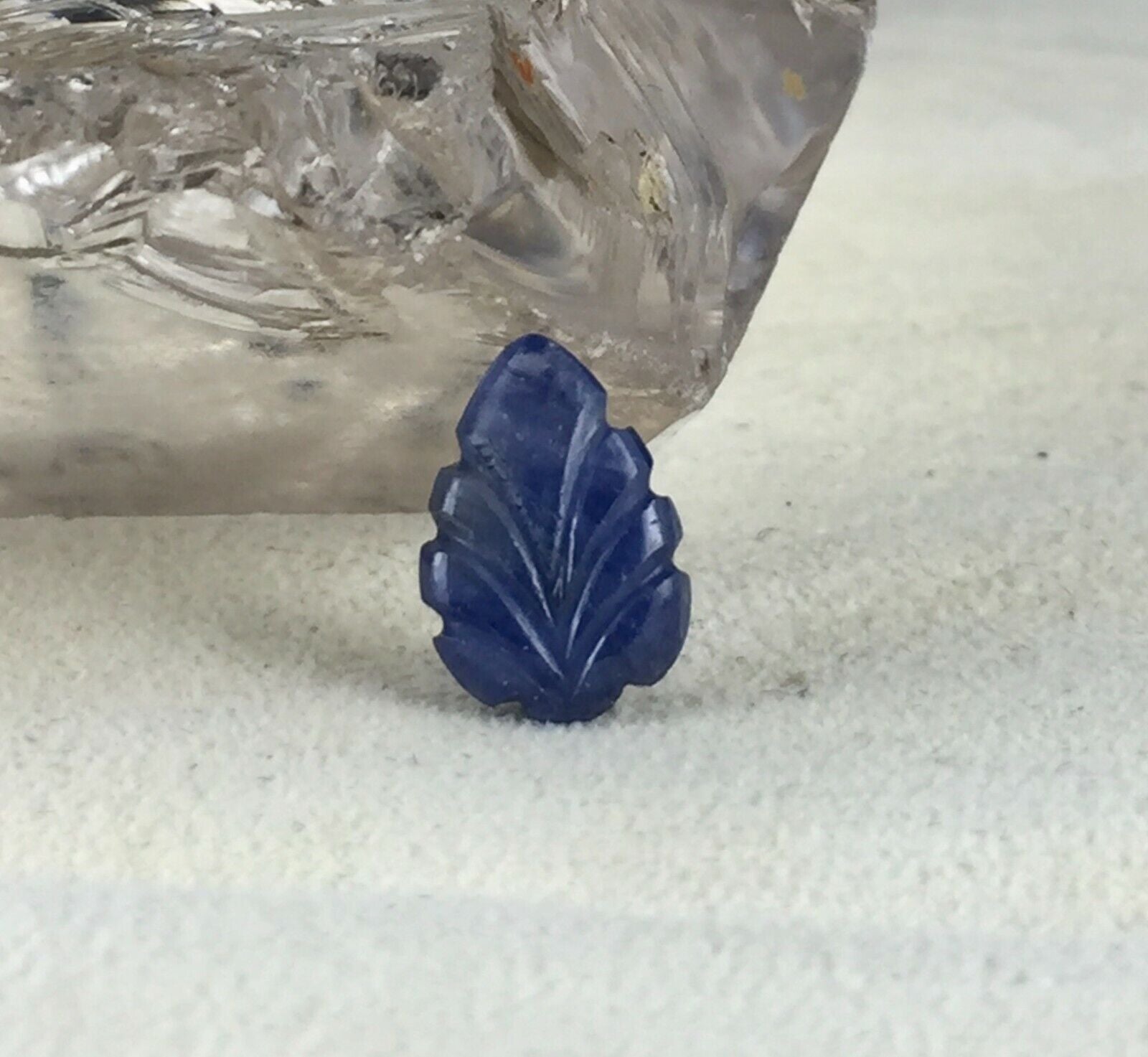 NATURAL BLUE SAPPHIRE CARVED LEAF 2.99 CTS UNHEATED BURMA GEMSTONE RING PENDANT