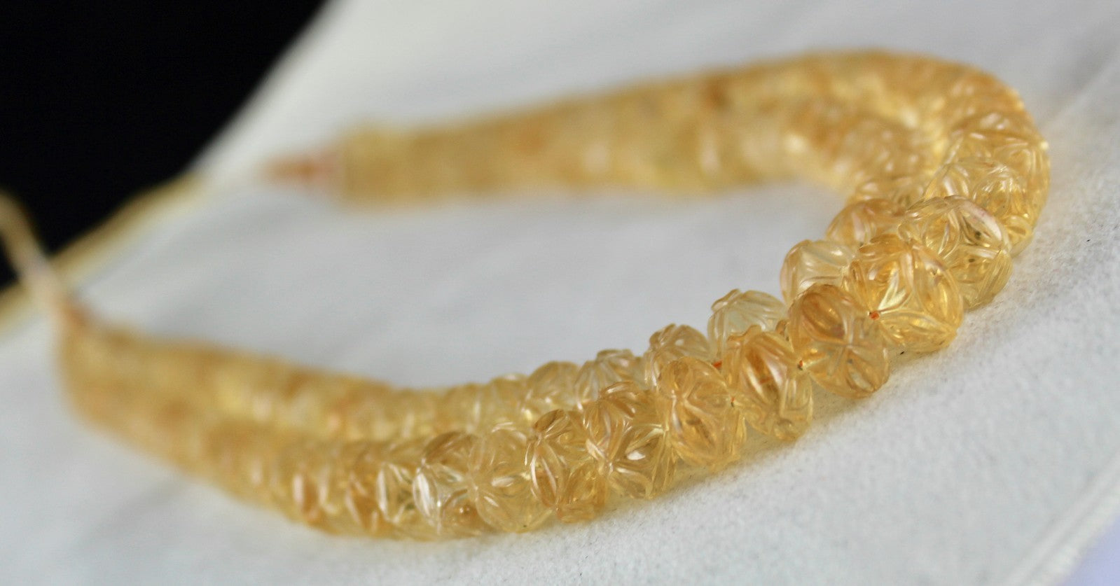 Vintage Natural Yellow Citrine 565 Ct Engraved Beads Gemstone Necklace Certified