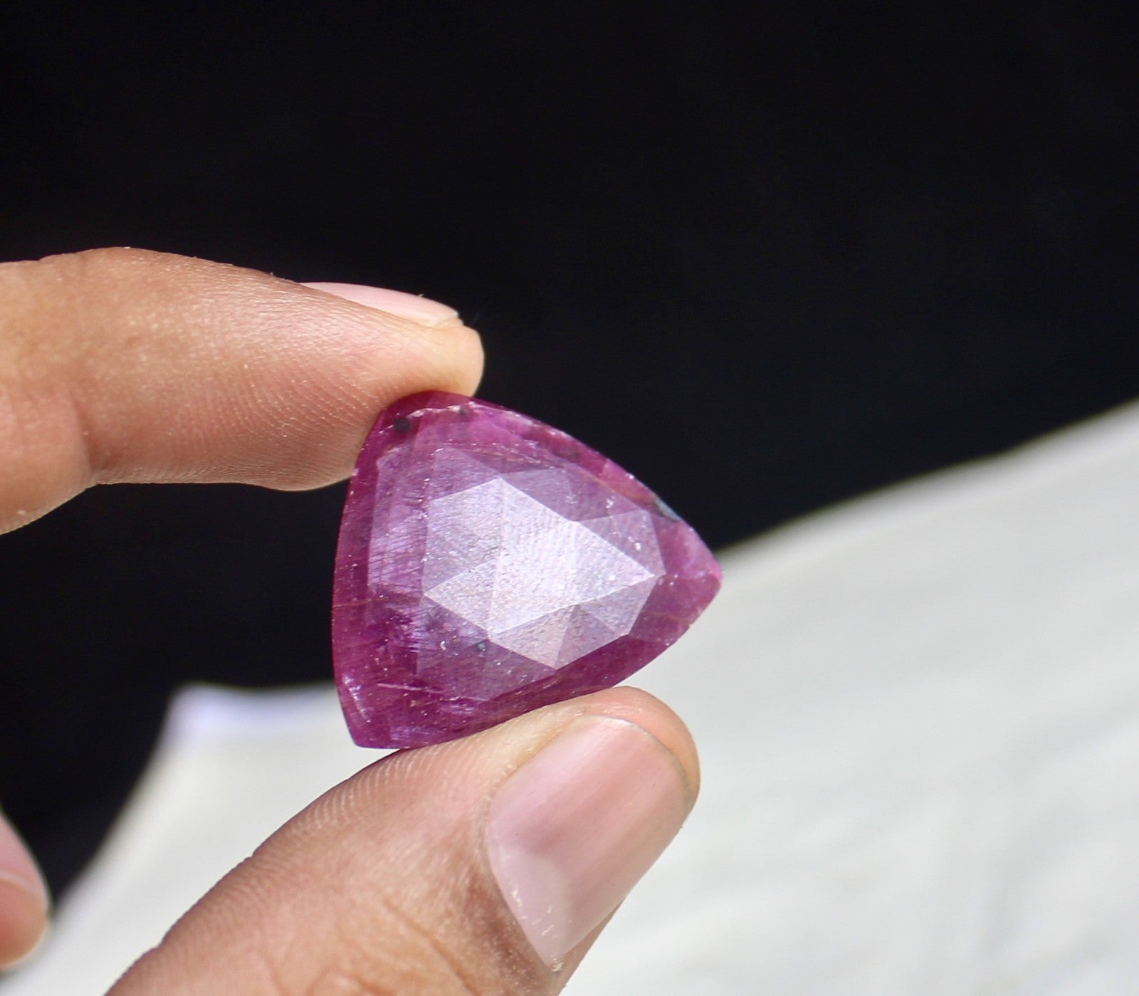 Natural Ruby 24.50ct Triangle Cabochon 24mm Gemstone Pendant