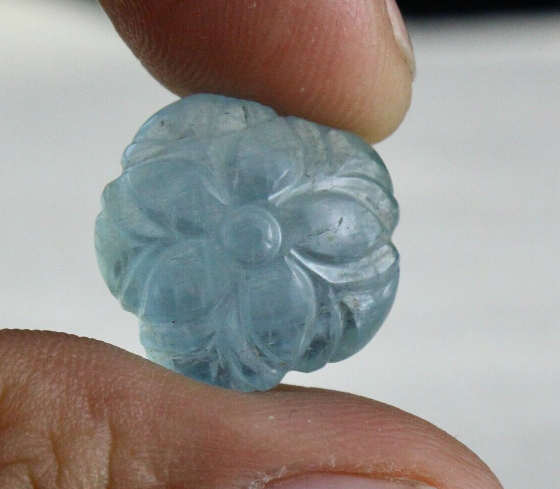 NATURAL BLUE AQUAMARINE CARVED FANCY 15.18 CARATS GEMSTONE FOR PENDANT RING