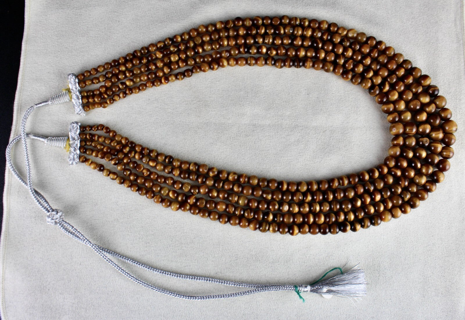 Natural Tiger's Eye 5l 813 Ct Yellow Gemstone Bead Round Necklace Ladies Fashion