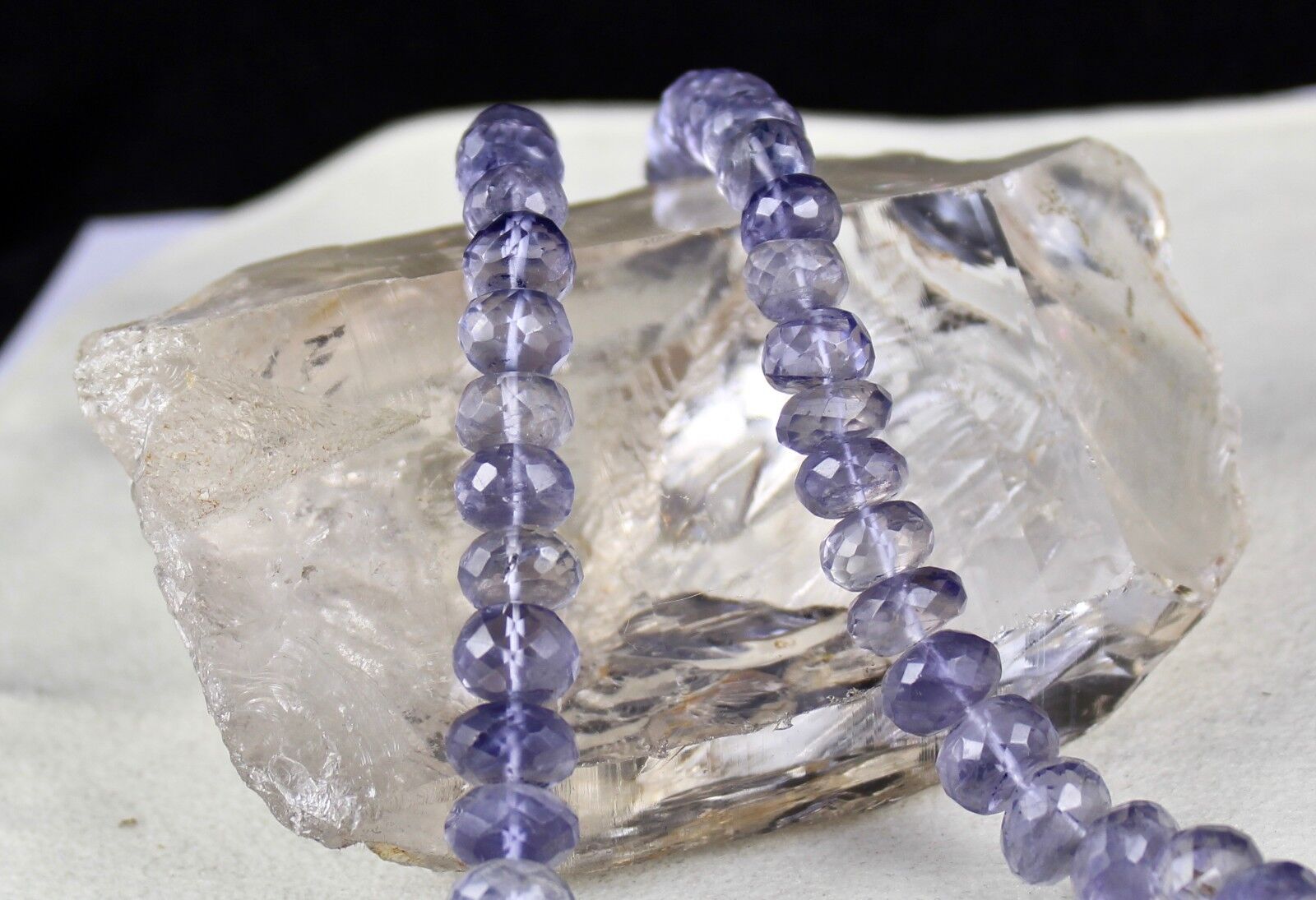NATURAL IOLITE FACETED BEADS 18MM 410 CARATS BIG ROUND GEMSTONE LADIES NECKLACE