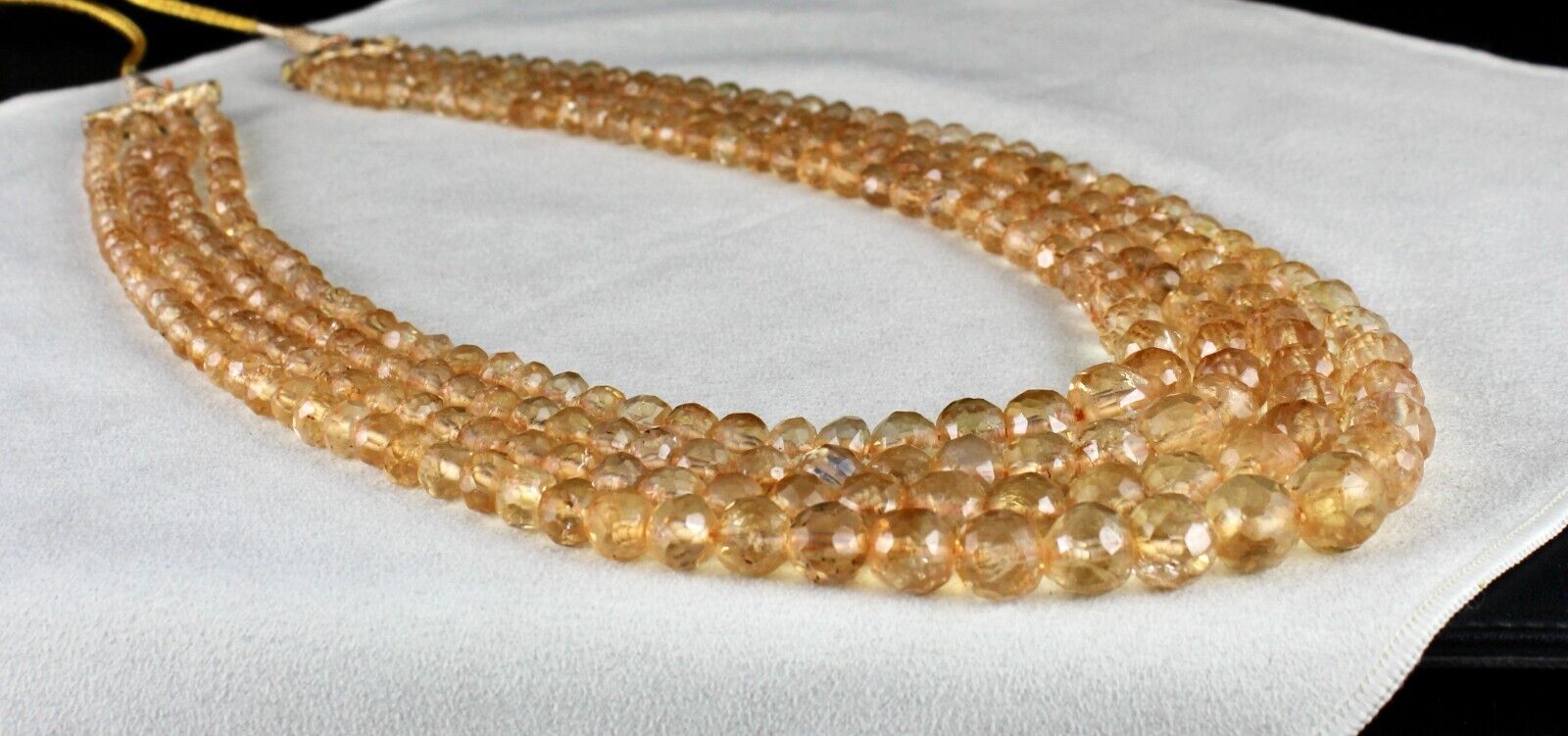 Natural Yellow Citrine Beads Faceted Round 4 L 868 Ct Gemstone Finest Necklace