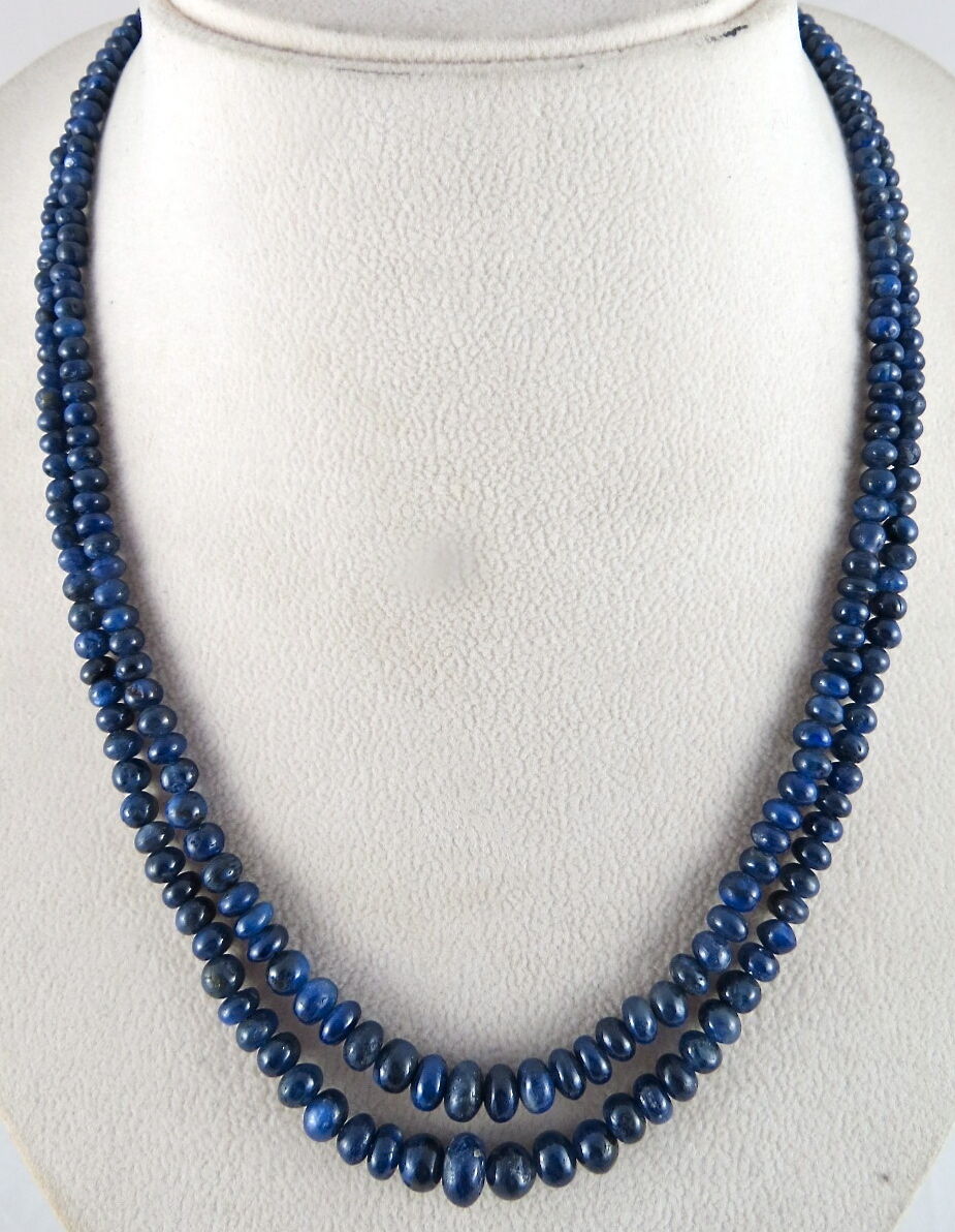 Natural Unheated Blue Sapphire Beads Round 2 L 269 Ct Gemstone Fashion Necklace