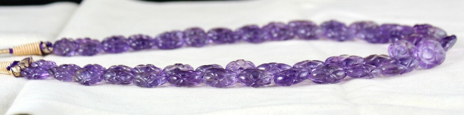 ANTIQUE NATURAL AMETHYST BEADS CARVED 2 LINE 478 CARATS GEMSTONE FINE NECKLACE