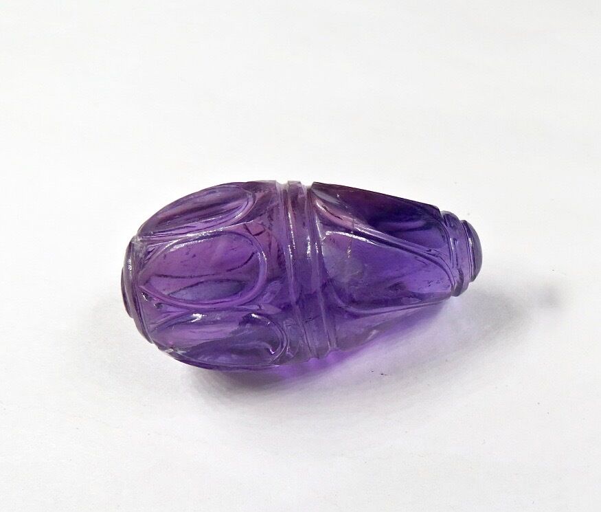 NATURAL AMETHYST CARVED GEMSTONE 37 MM 90 CARATS TEARDROP FOR HANGING IN PENDANT