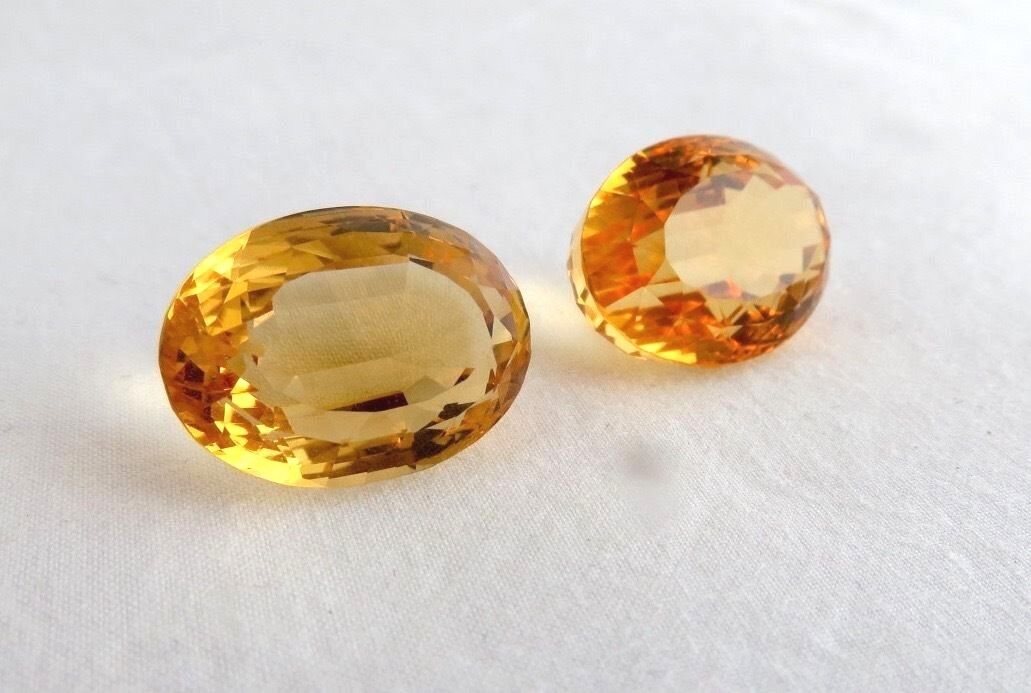 TOP NATURAL YELLOW CITRINE OVAL PAIR CUT 43 CARATS GEMSTONE FOR EARRING