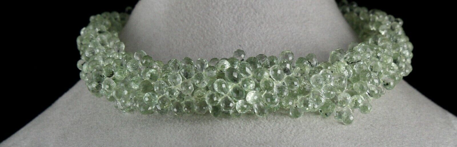 Natural Green Amethyst Beaded Teardrop 5 L 731 Ct Gemstone Fine Party Necklace