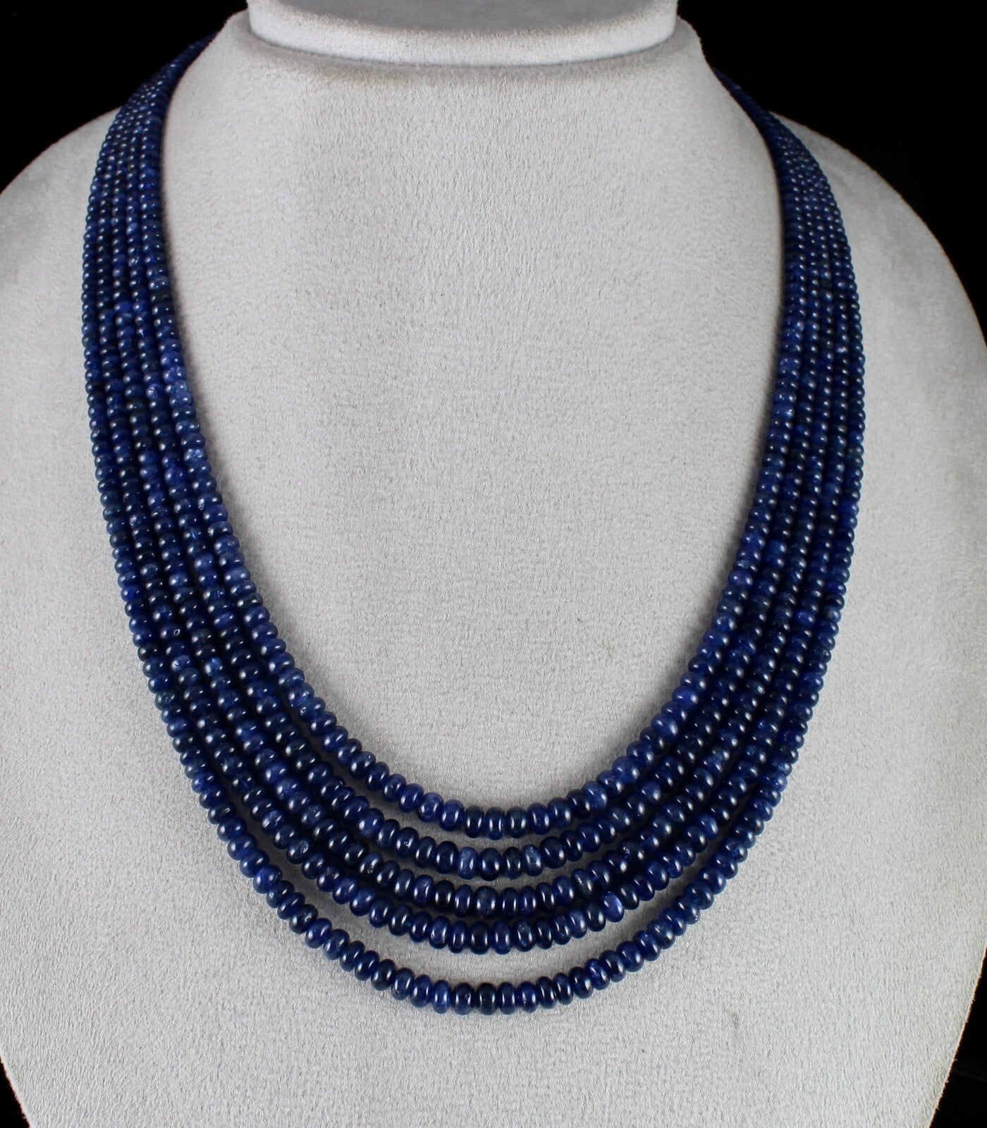 Certified Natural Blue Sapphire 581 Ct Beads Finest Round Gemstone Necklace